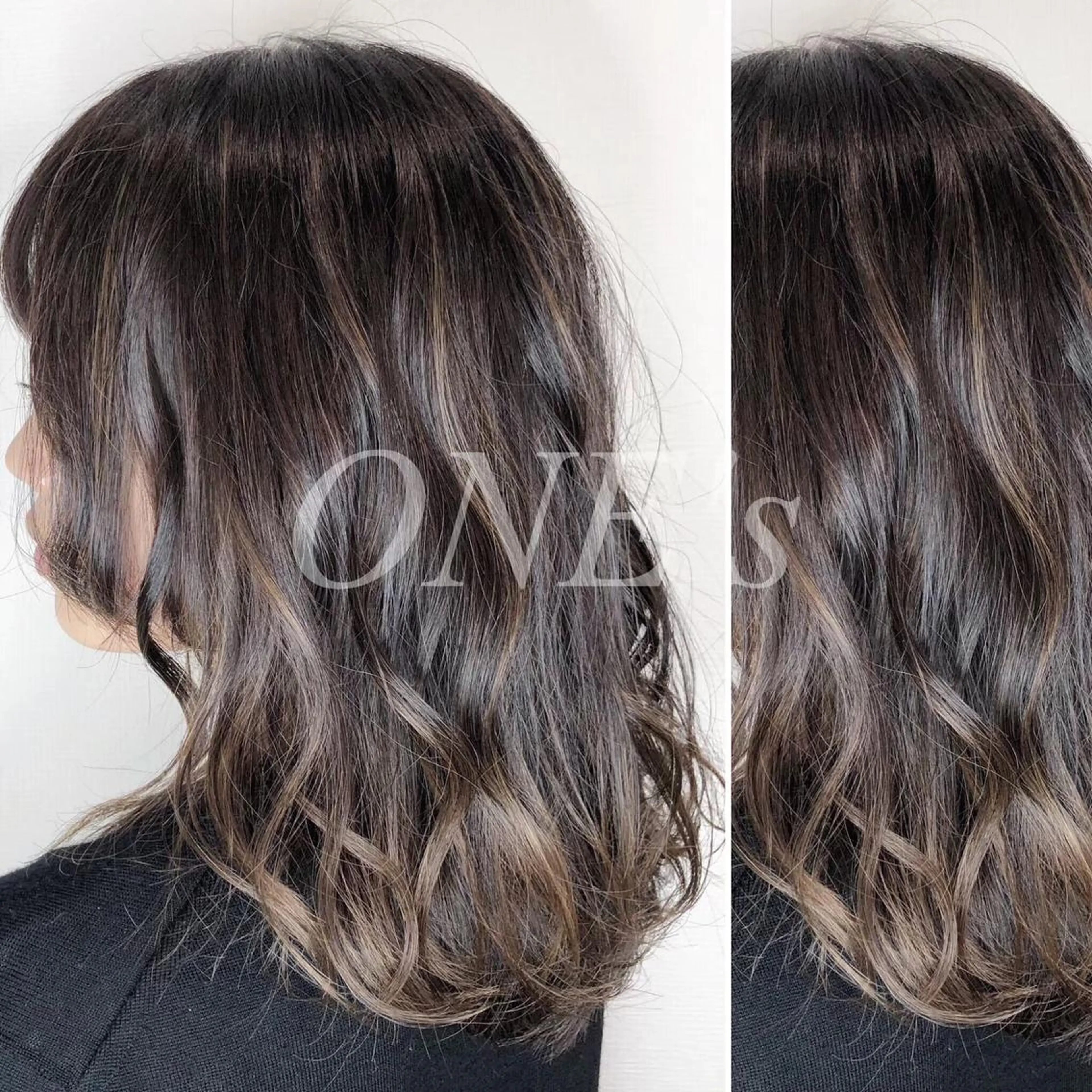 セミロング カラー JuNブリーチに 縮毛矯正するプロのヘアスタイル