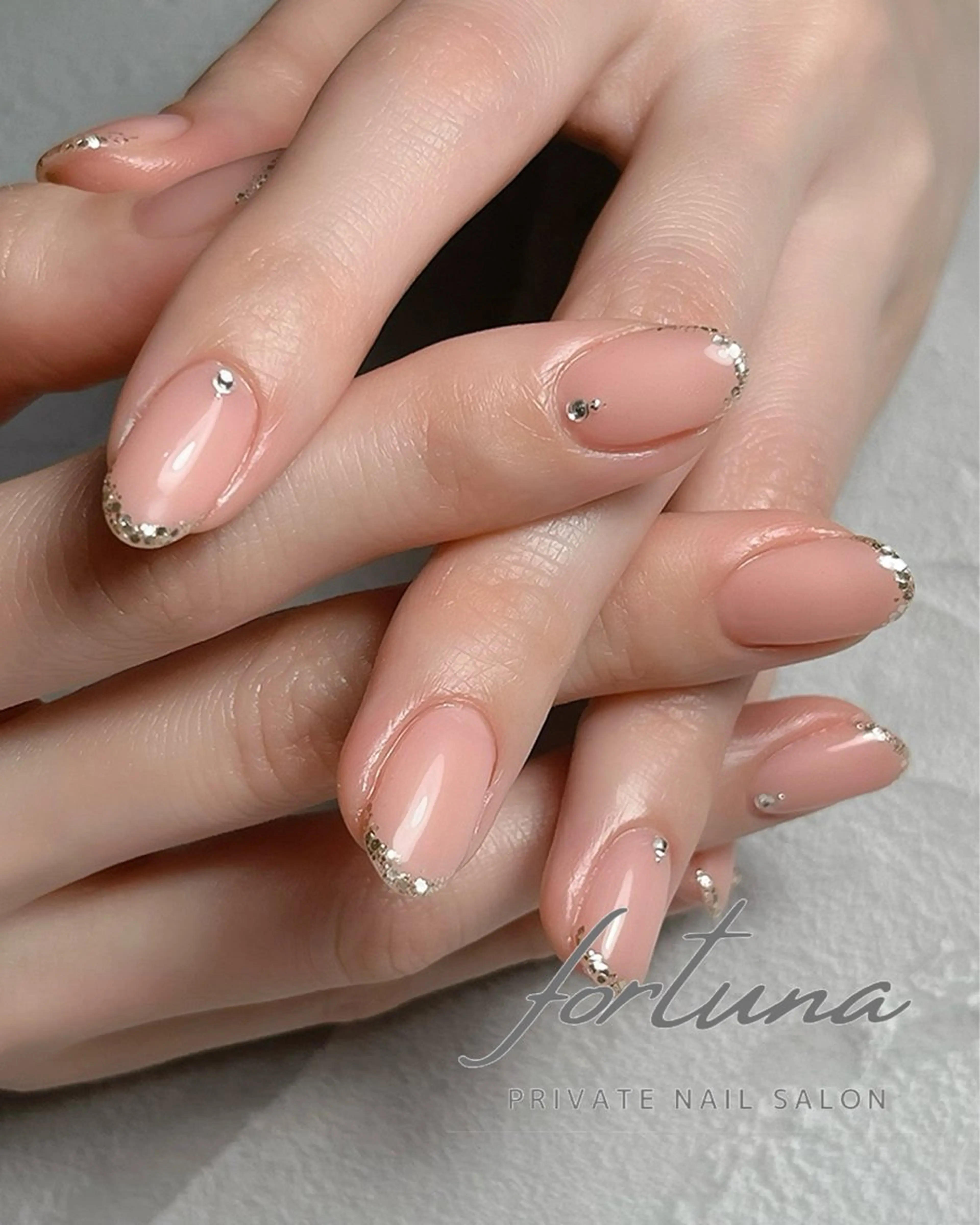 ネイル フレンチネイル ラメ(グリッター) ハンドネイル fortuna 武藤裕美のネイルデザイン