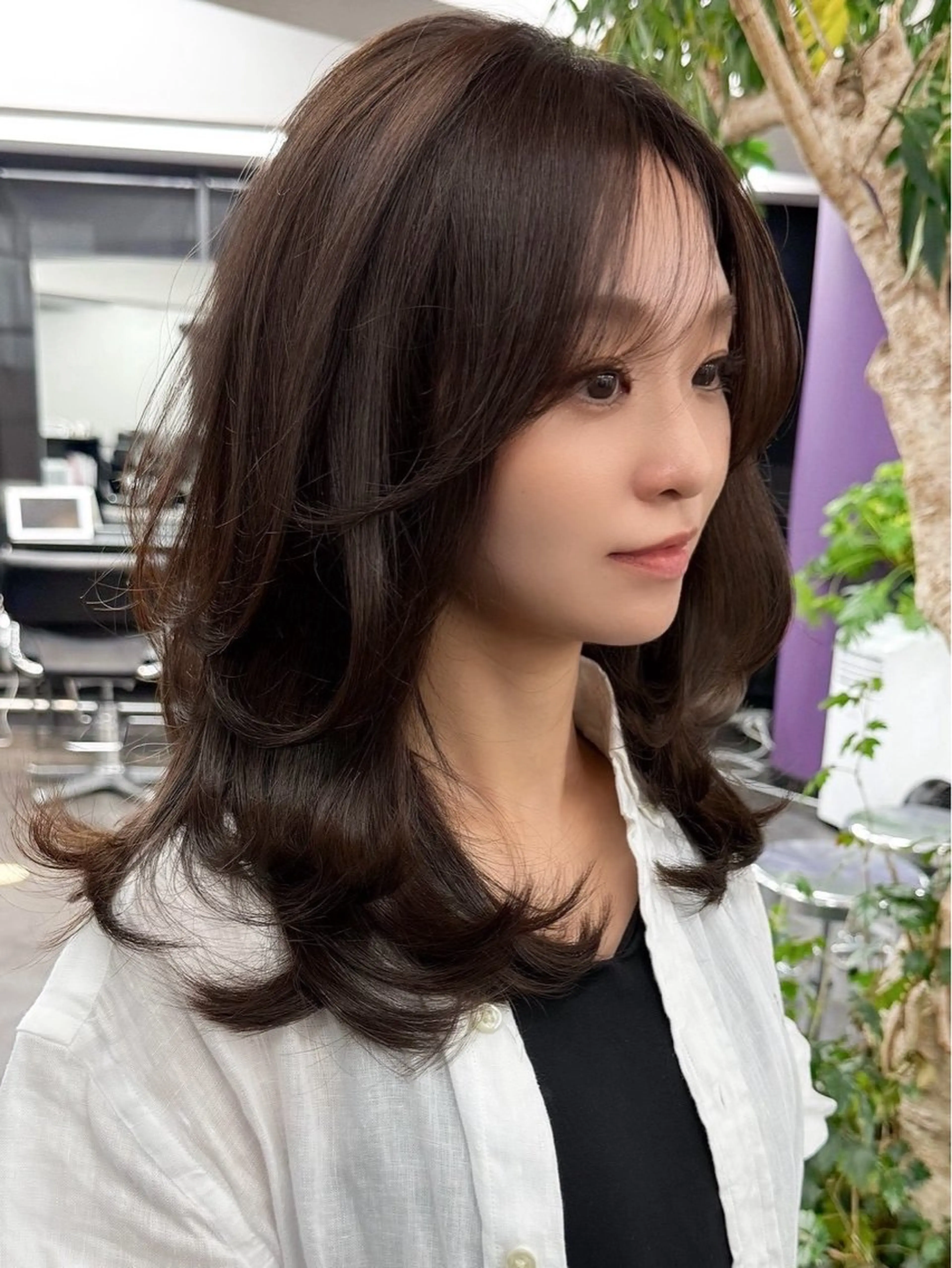 ミディアム カラー ヘアアレンジ ベージュカラー オリーブカラー ヘアカラー TOA／ 福岡JIL BLANのヘアスタイル