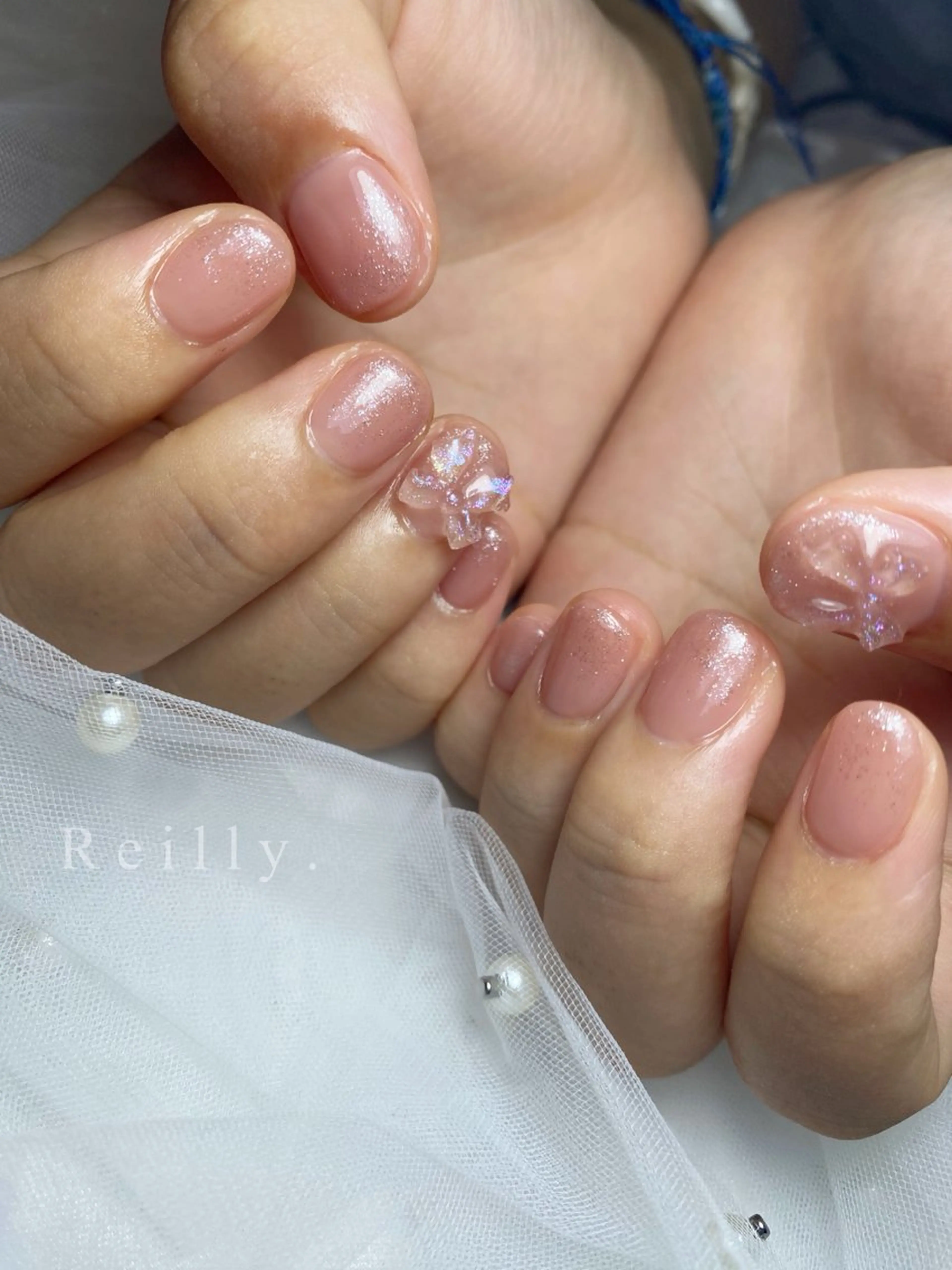 ネイル フラッシュネイル フレンチネイル ジェルネイル グラデーション ラメ(グリッター) ハンドネイル ハンドケア REILLY.　private nail salon所属・Marina 《REILLY.》のネイルデザイン