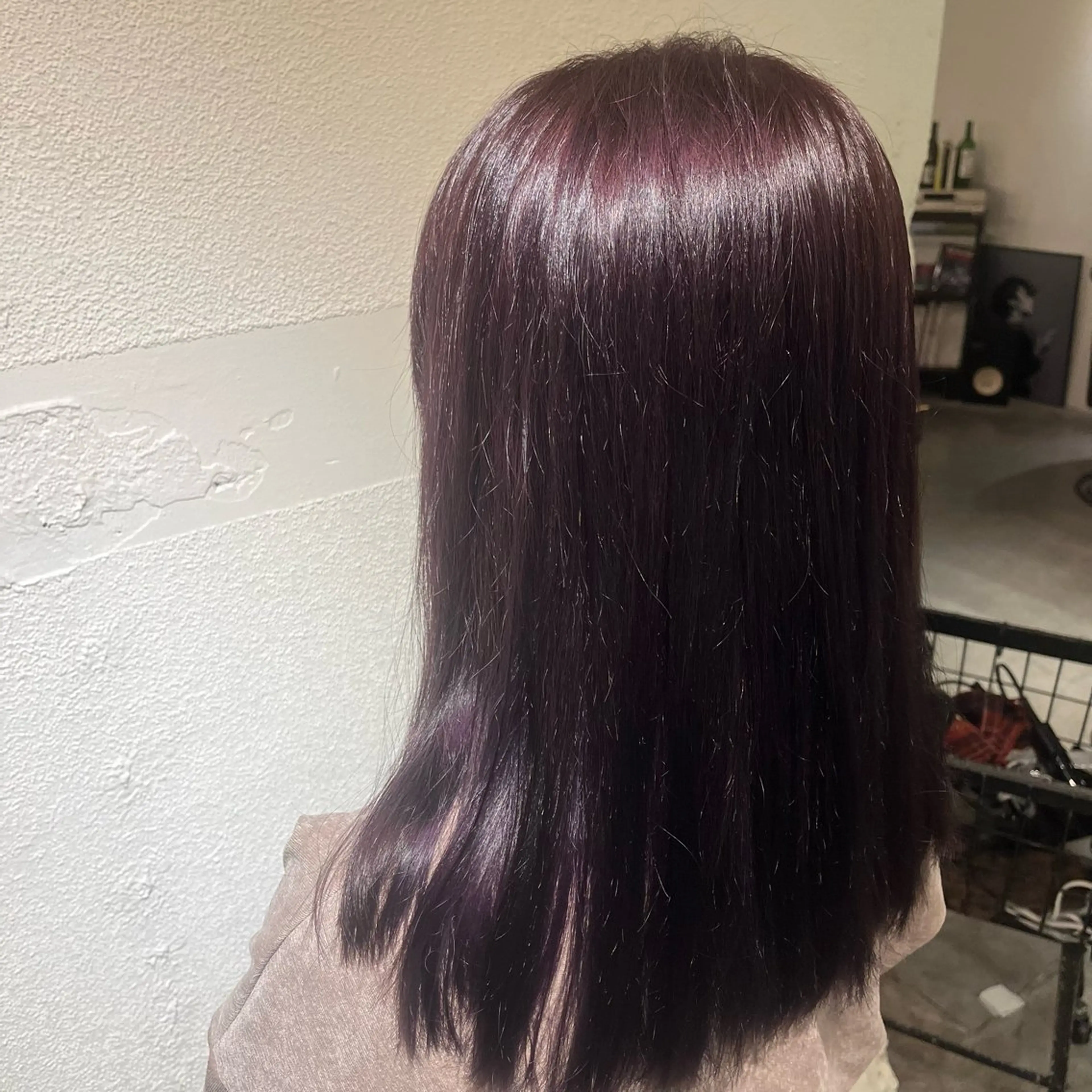 セミロング カラー ブリーチ ラベンダーカラー ピンクカラー ピンクラベンダー 顔周りカット/ 透明感カラー/ユナのヘアスタイル