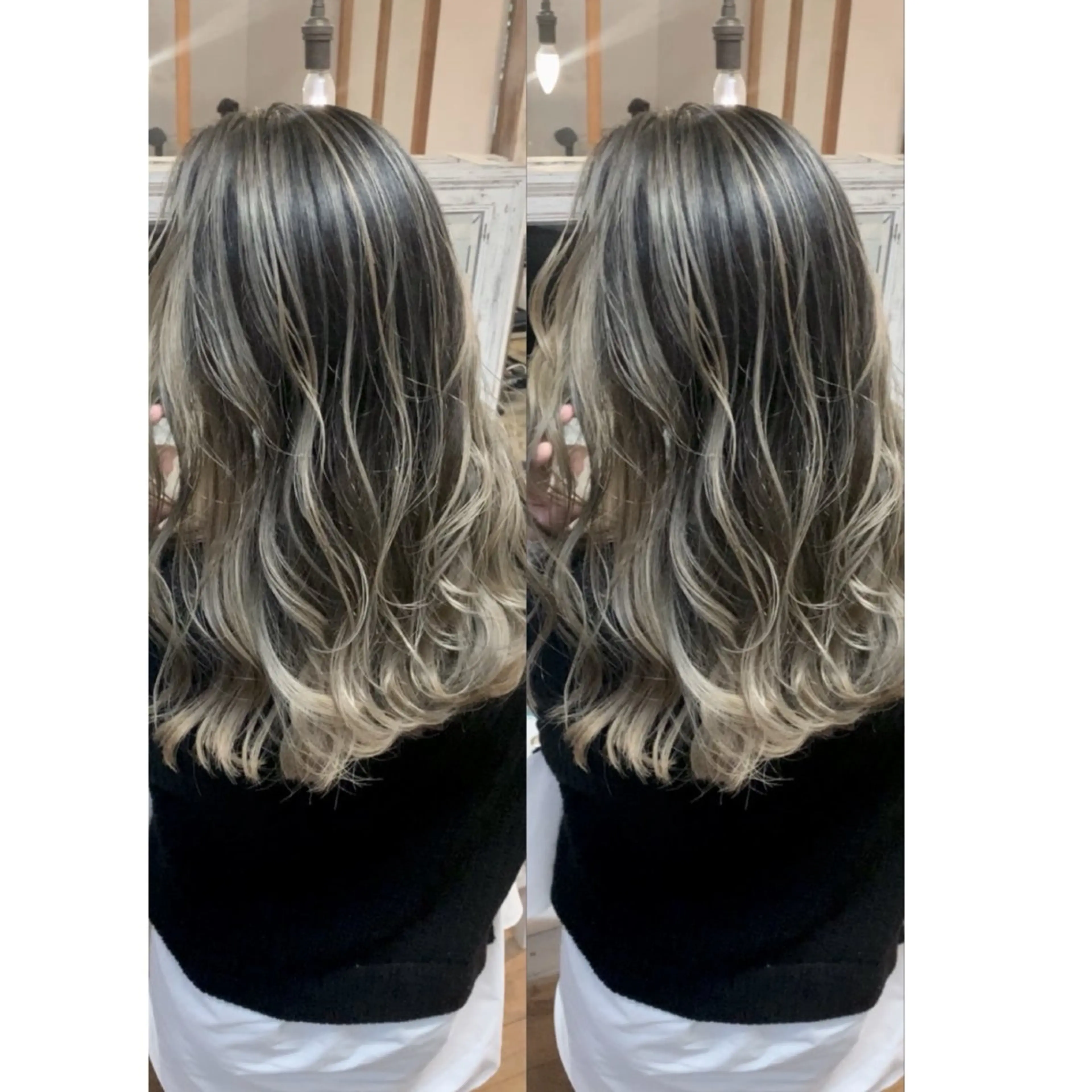 ロング カラー バレイヤージュ レイヤーカット 石井辰功也 フリーランス美容師のヘアスタイル