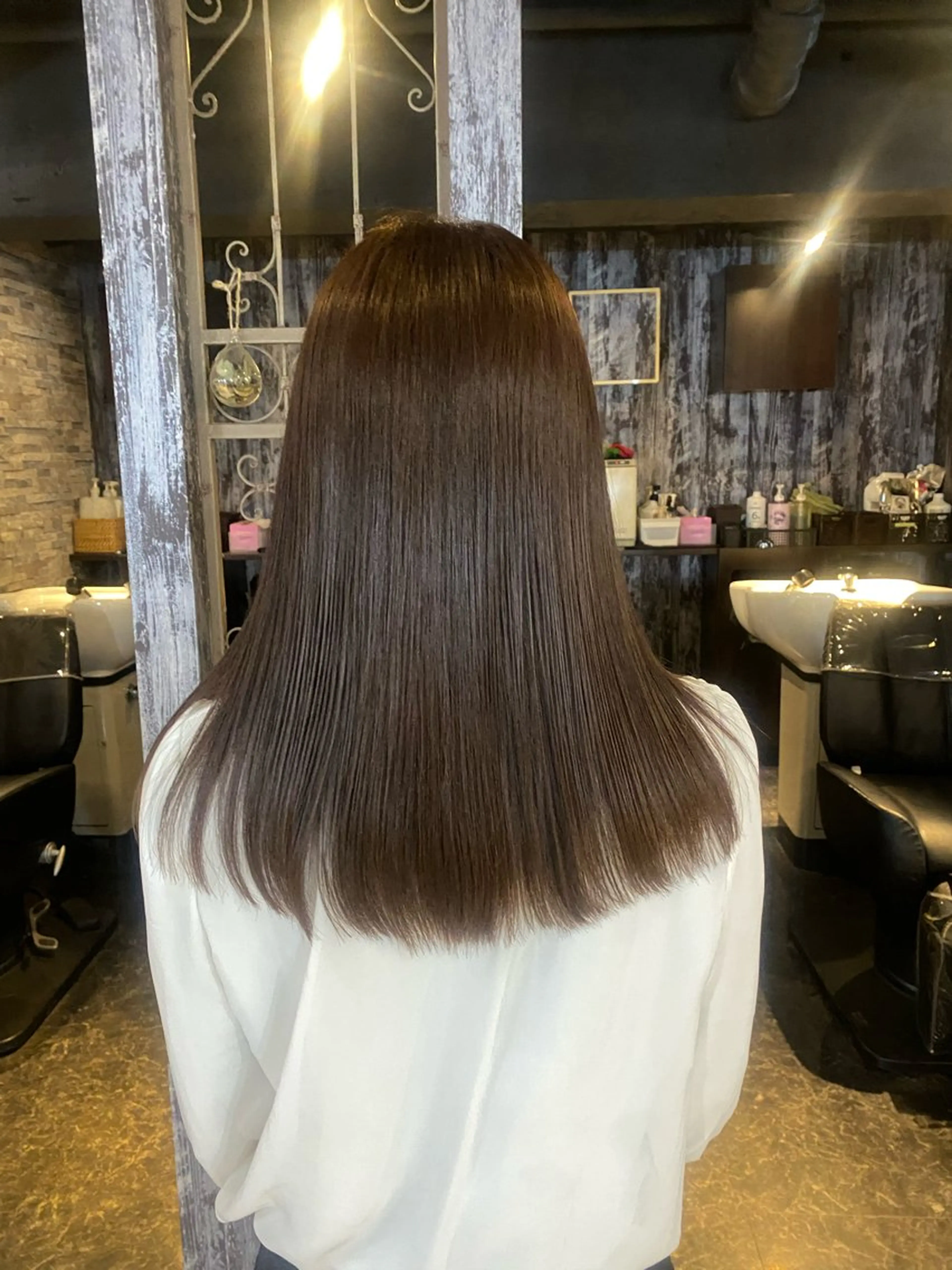 セミロング ラベンダーブラウン ヘアカラー トリートメント 🍒Inagaki ヘッドスパ☁️のヘアスタイル
