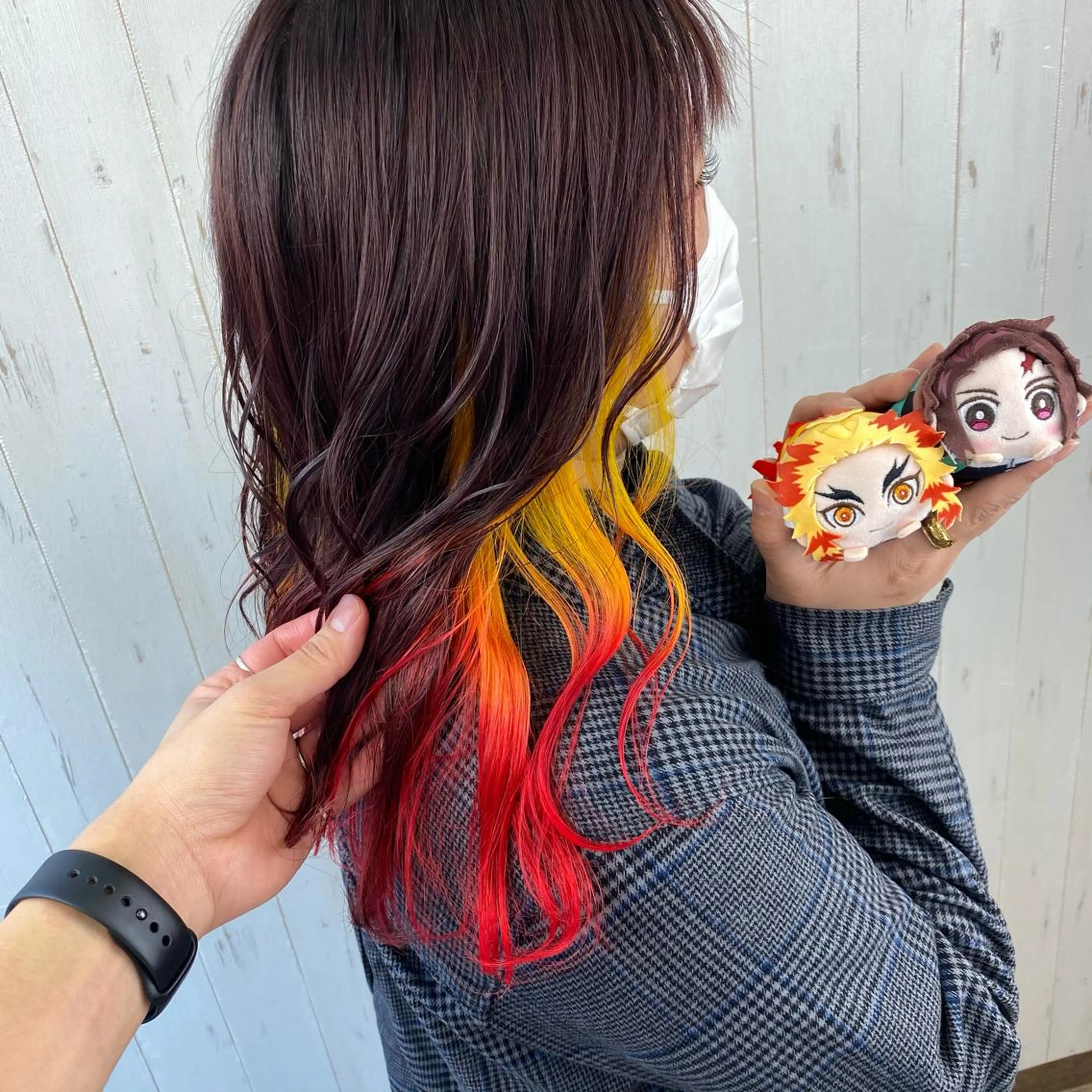 ショート カラー ヘアアレンジ イヤリングカラー インナーカラー ウルフカット 渋谷の人のヘアスタイル