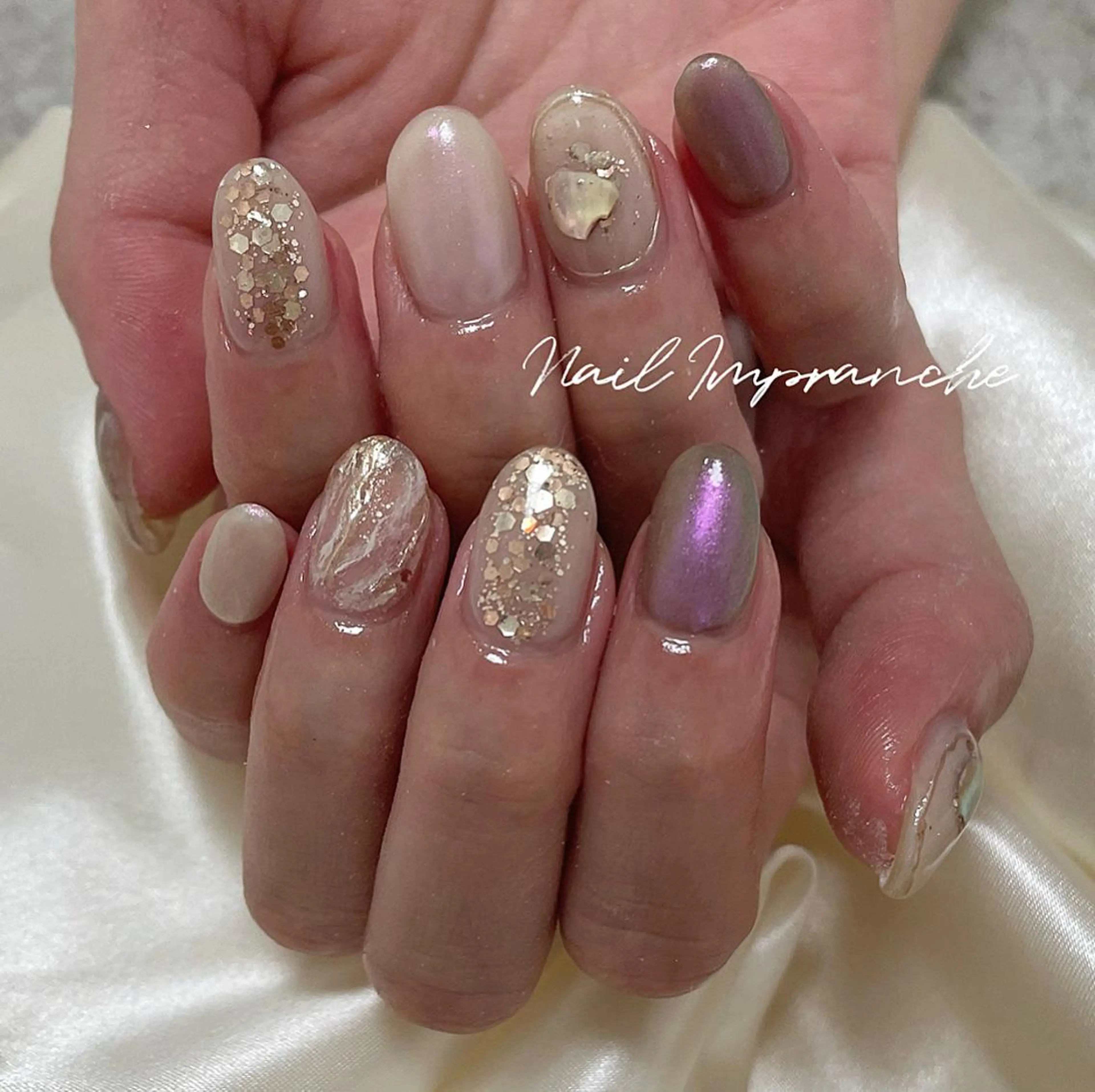 カラー ネイル マツエク・マツパ オーロラネイル ミラーネイル 持ち込み 松井 亜由美のネイルデザイン