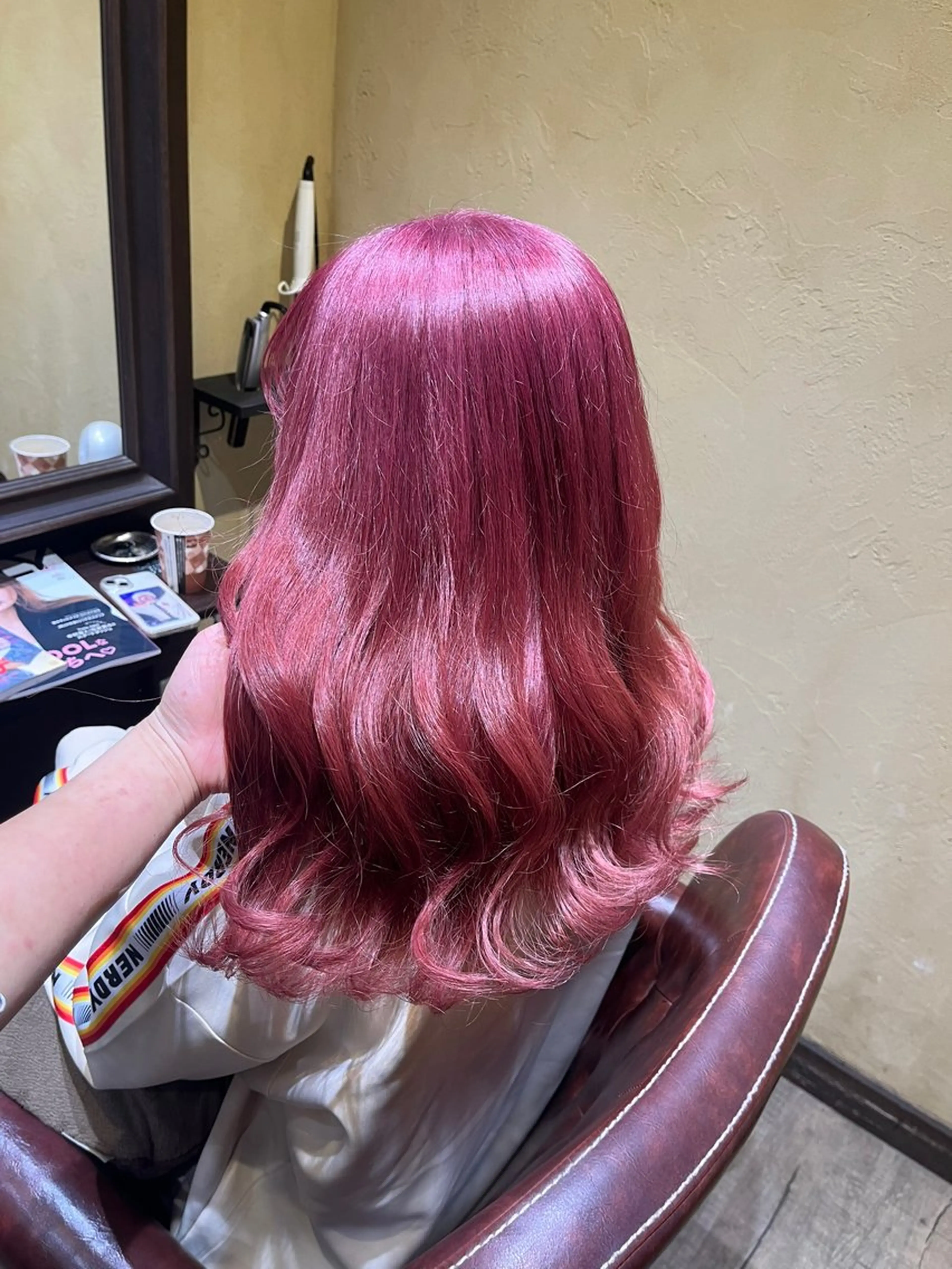 セミロング カラー ピンクカラー ヘアカラー 🎀𝑴𝑰𝑯𝑶 長岡/ケアカラー🎀のヘアスタイル