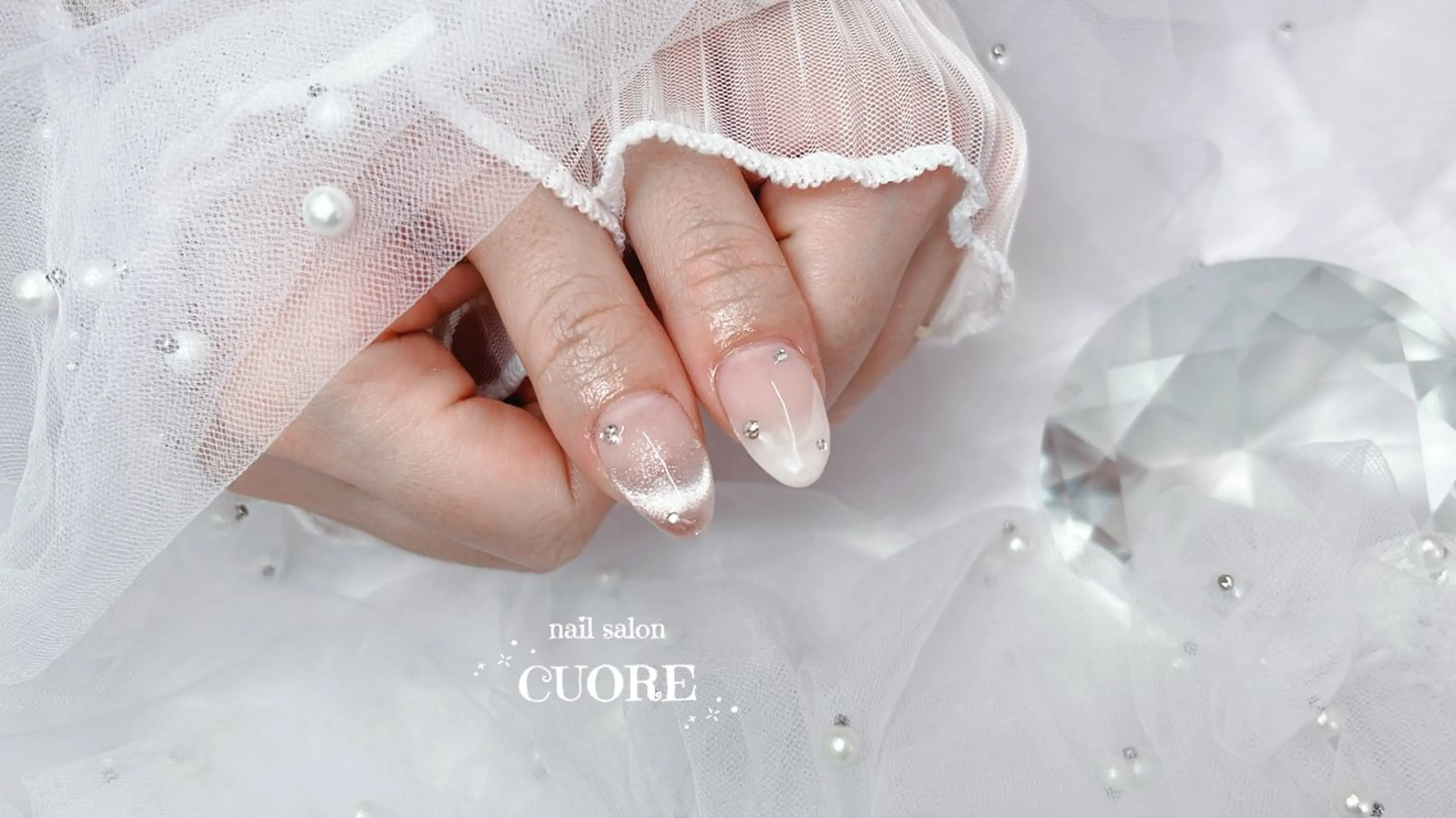 ネイル フレンチネイル マグネットネイル マグネットフレンチ シンプルネイル nail salon CUOREのネイルデザイン