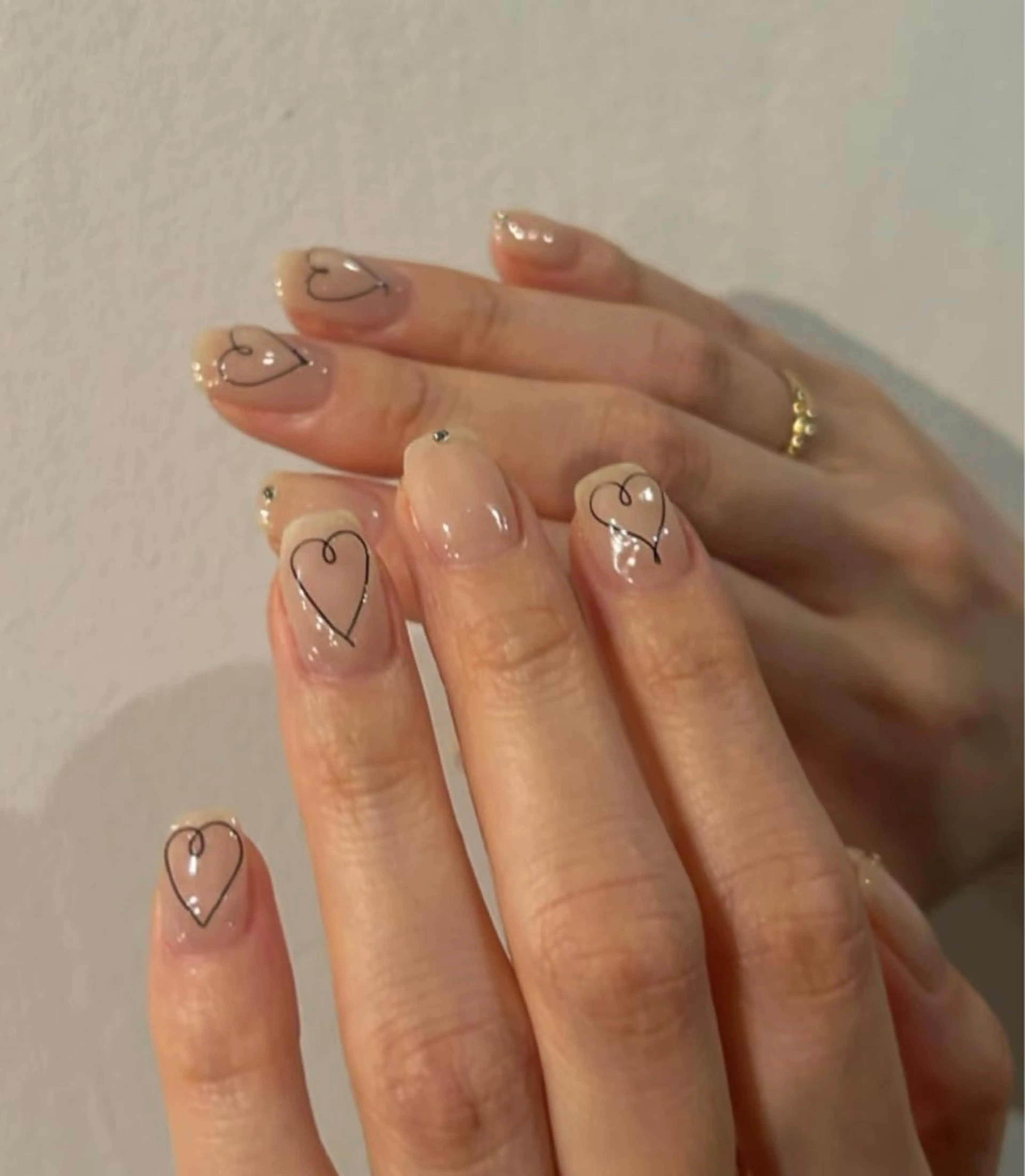 ネイル フラワーネイル フレンチネイル ジェルネイル ガラスフレンチ ハート ハンドネイル BabyYouMi nailのネイルデザイン