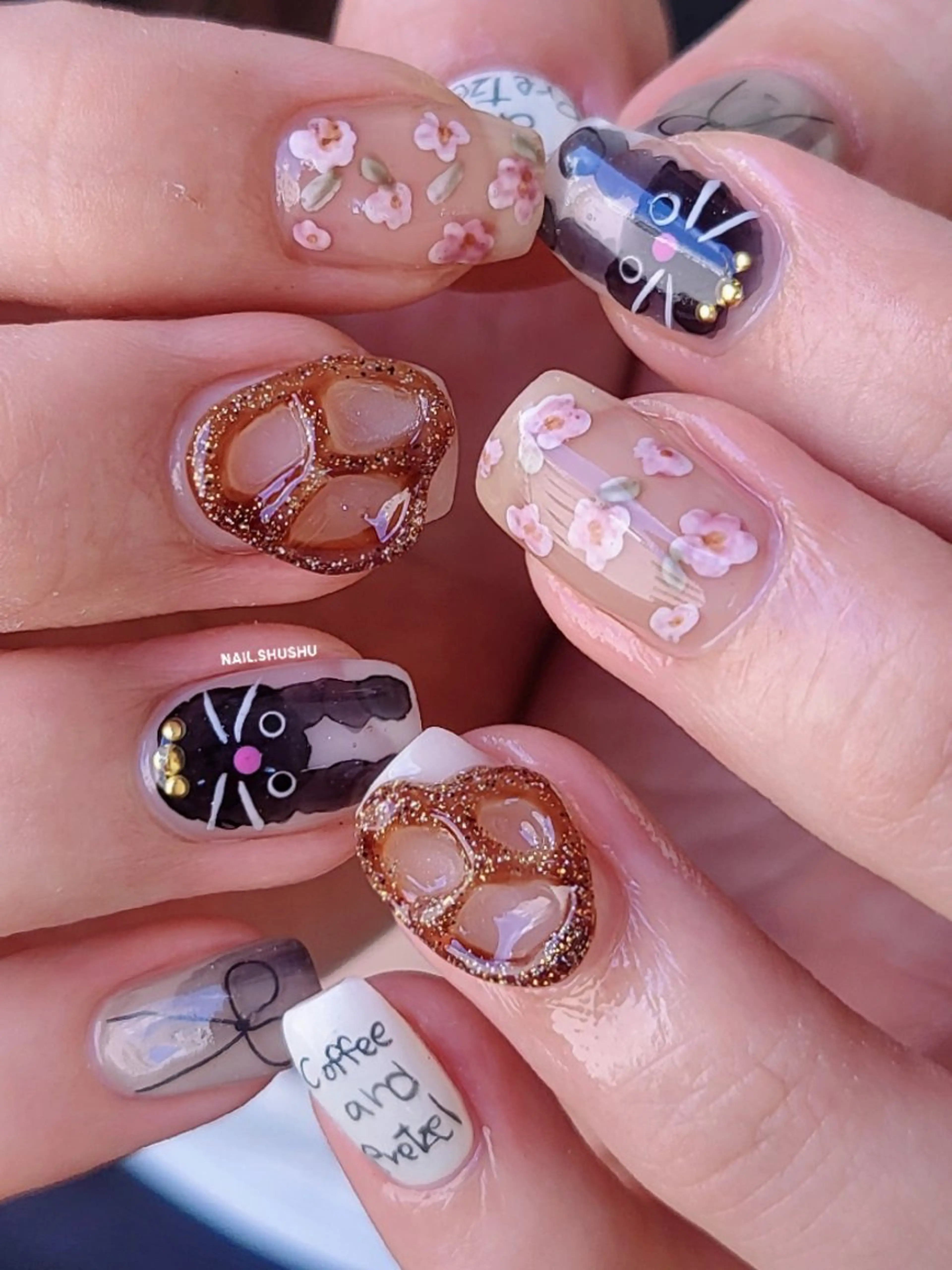 ネイル ハンドネイル 3dパーツ/流行り 👧shushu❤️のネイルデザイン
