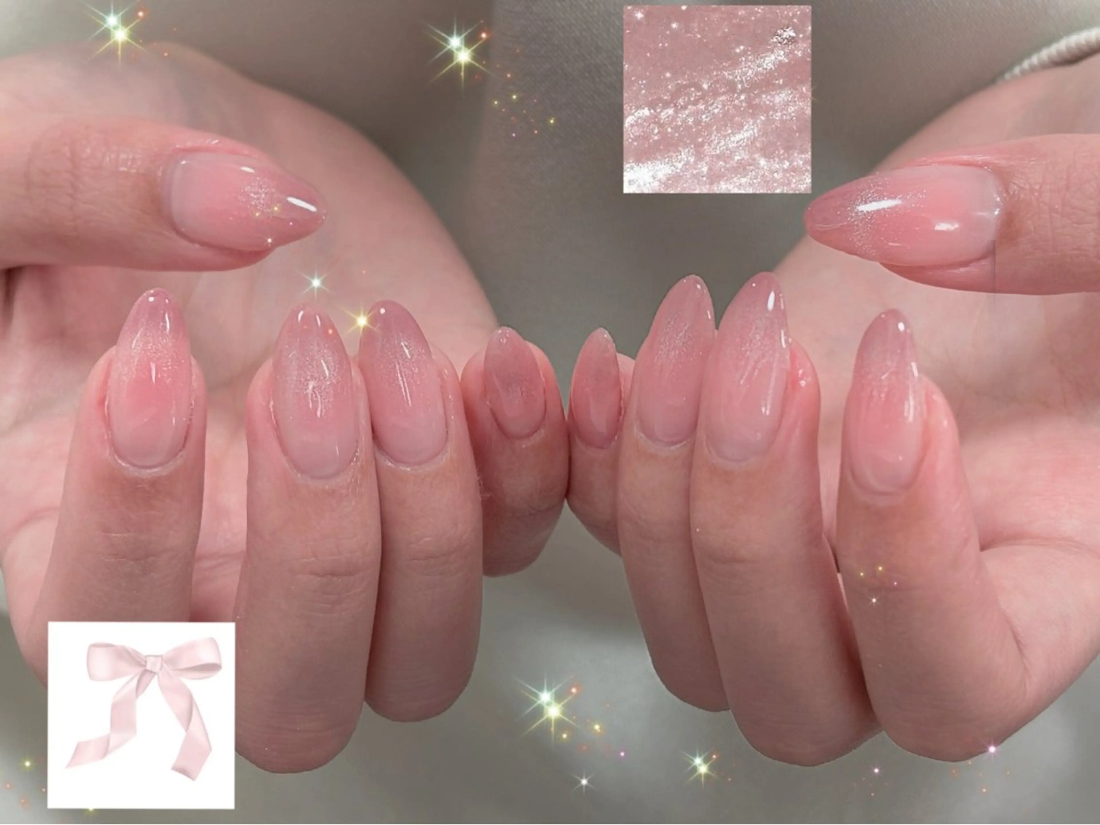 ネイル 桜ネイル フレンチネイル ジェルネイル ガラスフレンチ グラデーション ハンドネイル E3 Nail Salonのネイルデザイン
