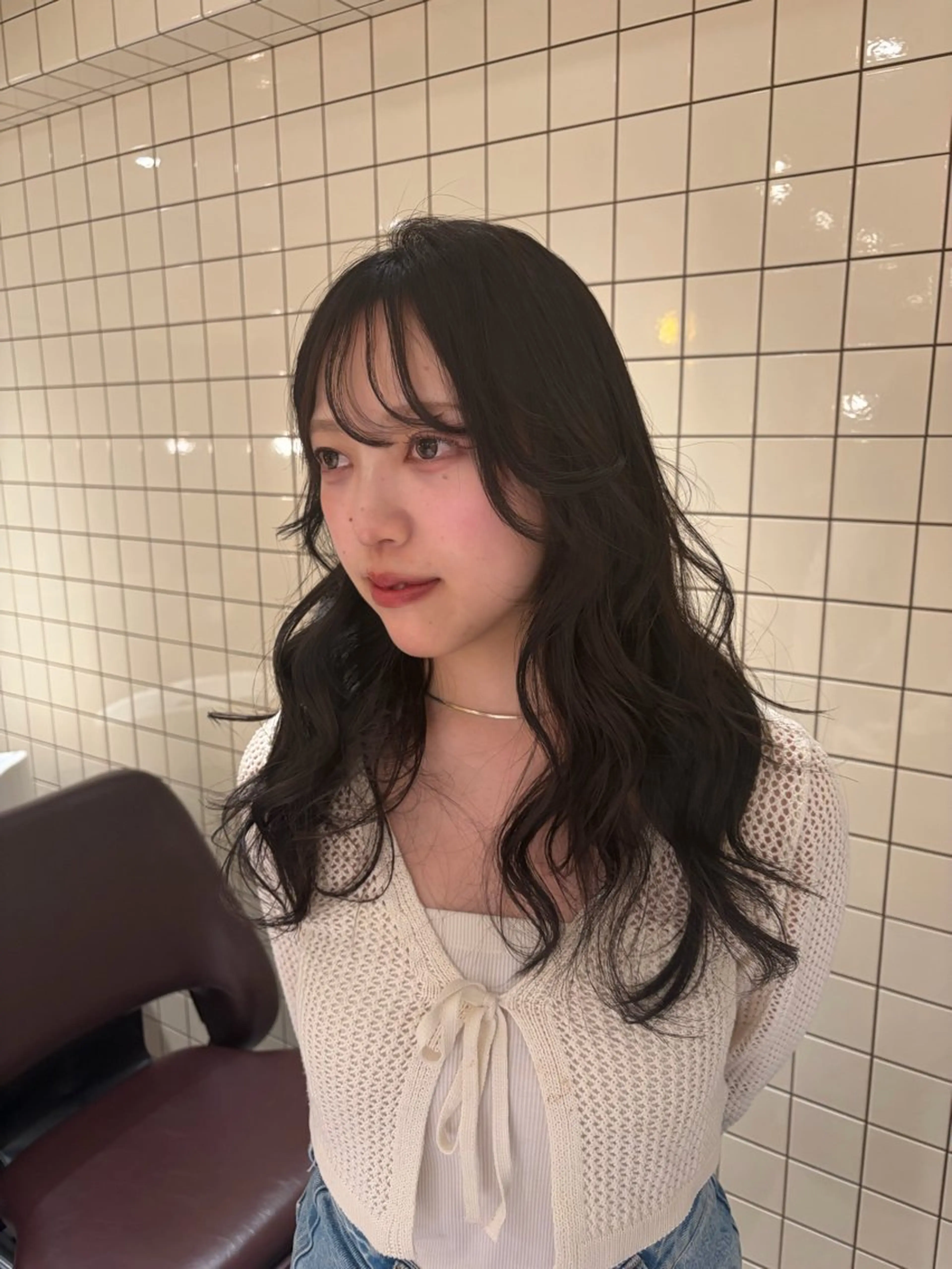 セミロング カラー 透明感カラー ヘアカラー 新井 楓梨のヘアスタイル