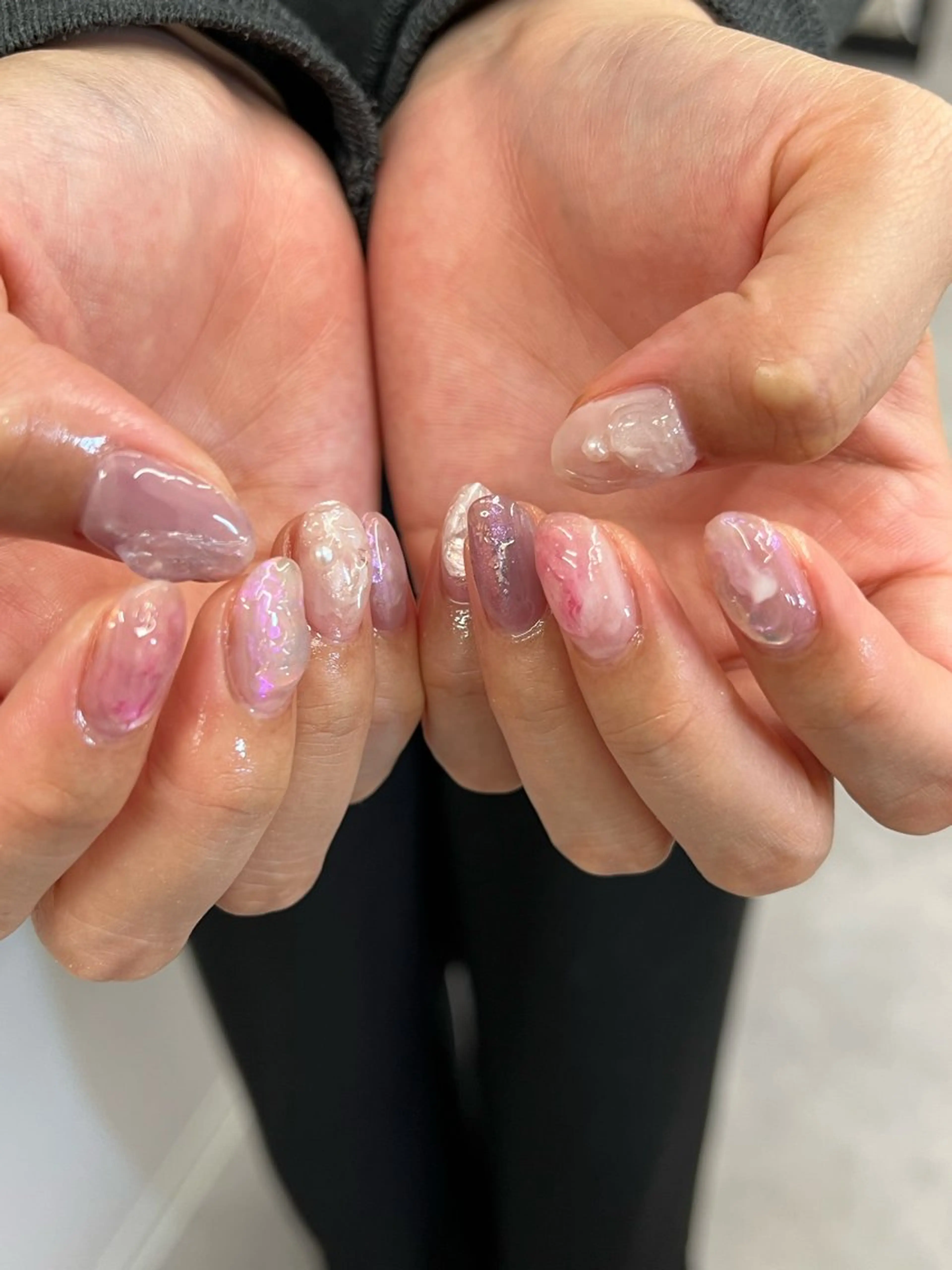 ネイル ジェルネイル マグネットネイル ニュアンスネイル パラジェル ピンク ハンドネイル ハンドケア Bana_ Nailのネイルデザイン