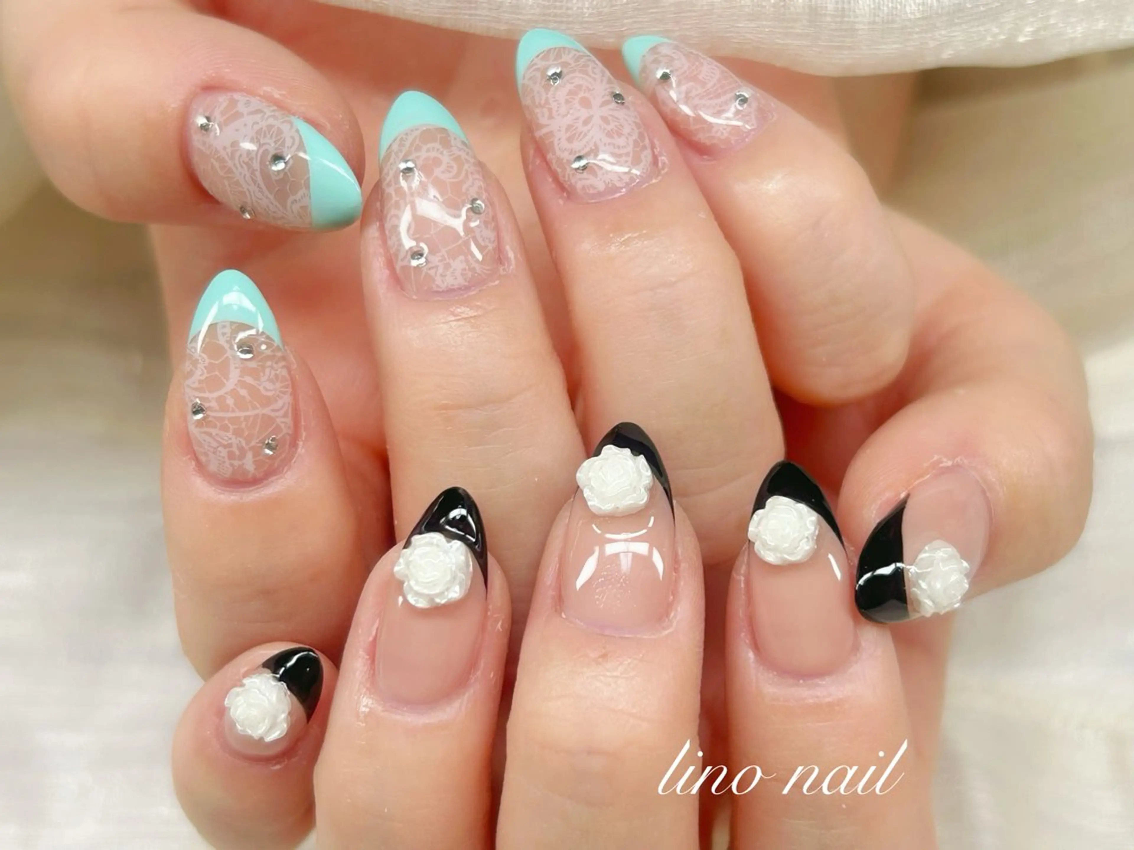 ネイル アートネイル チークネイル 成人式 入学式 長さ出し ハンドネイル Lino Nailのネイルデザイン