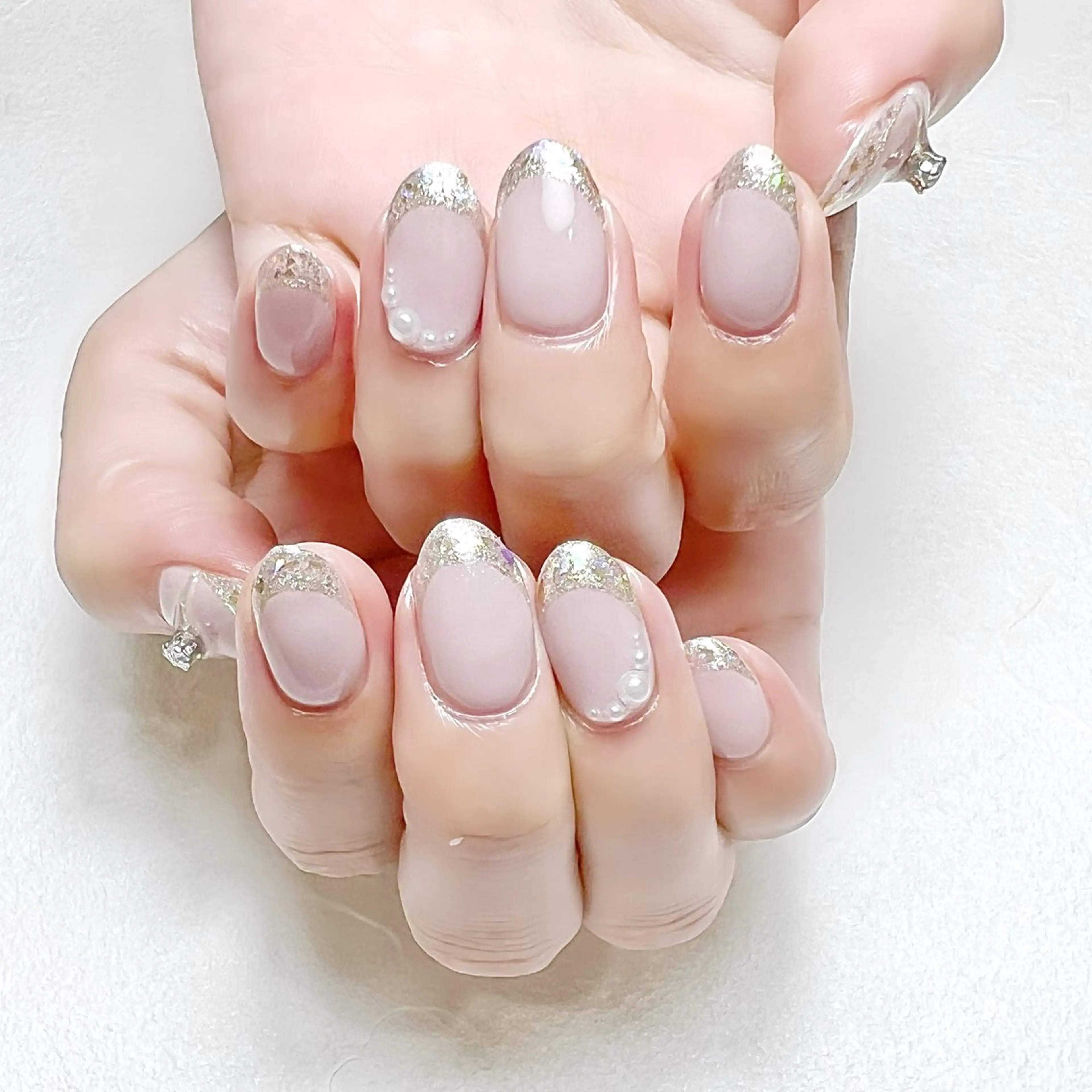 ネイル フレンチネイル ガラスフレンチ オフィスネイル rouse nail RISATOのネイルデザイン