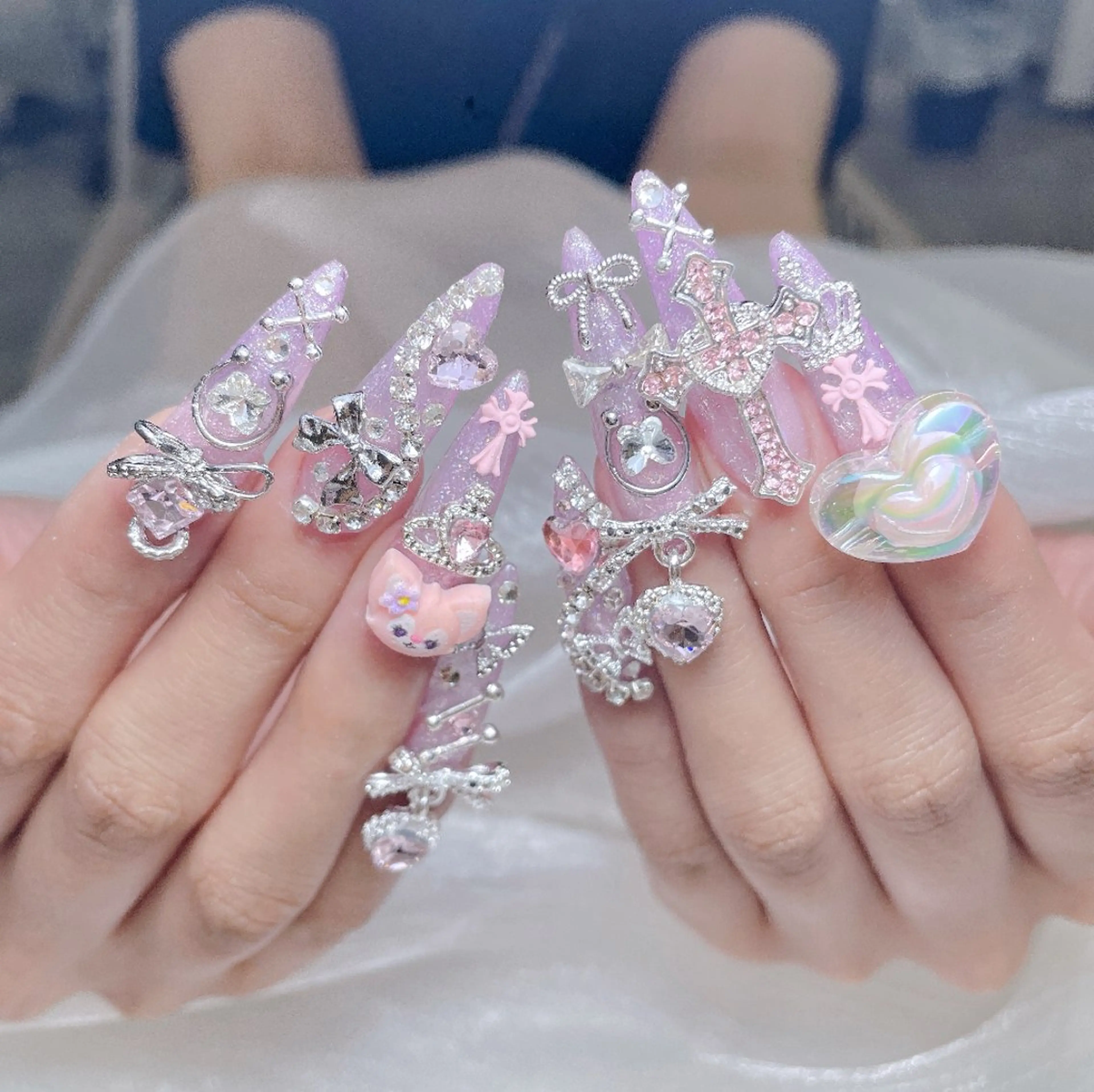 ネイル ハート 韓国ネイル スカルプネイル 夏ネイル ワンホンネイル Melody  3D/スカルプ専門店のネイルデザイン