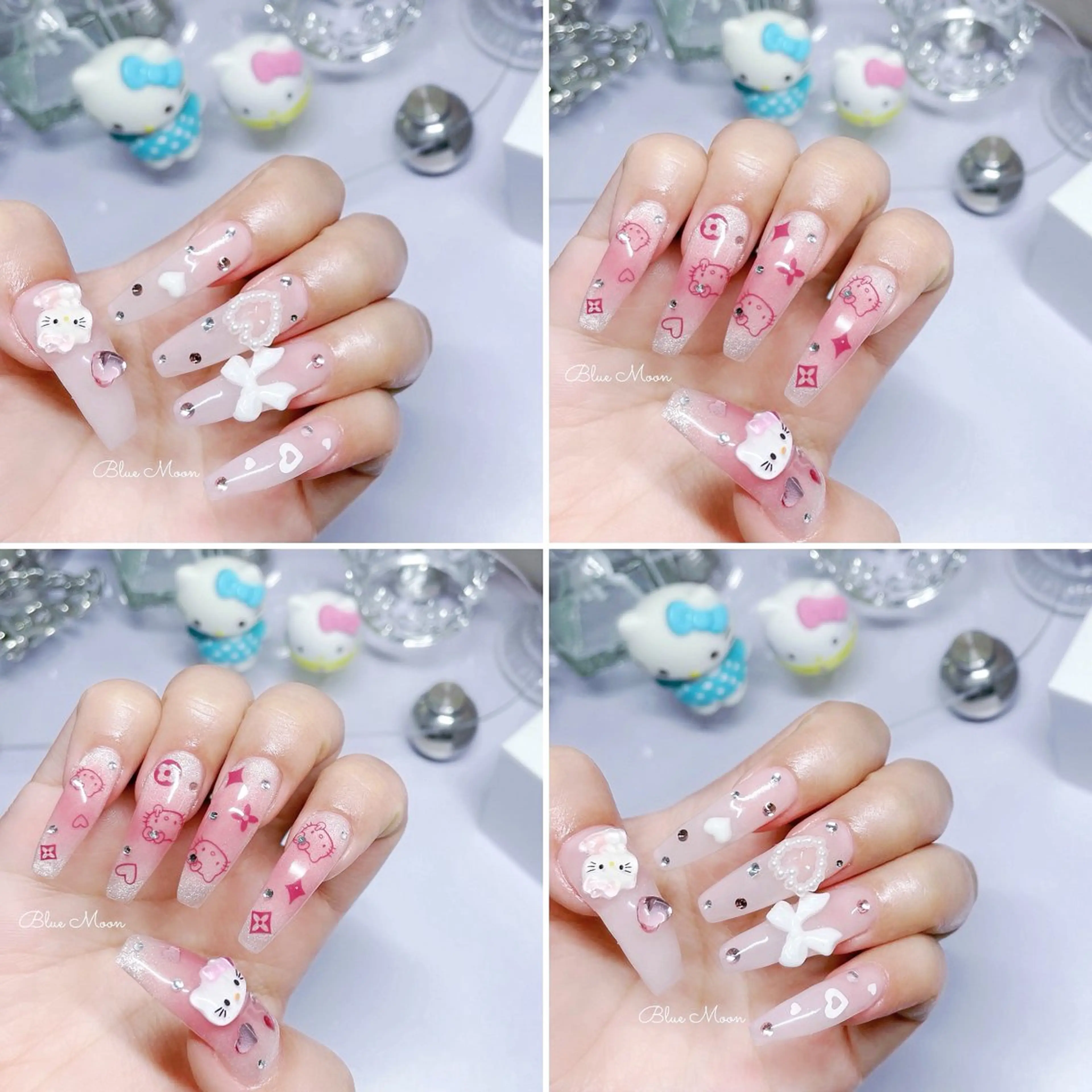 ネイル ハート リボン ハンドネイル フットネイル ハンドケア nail salon Blue Moonのネイルデザイン