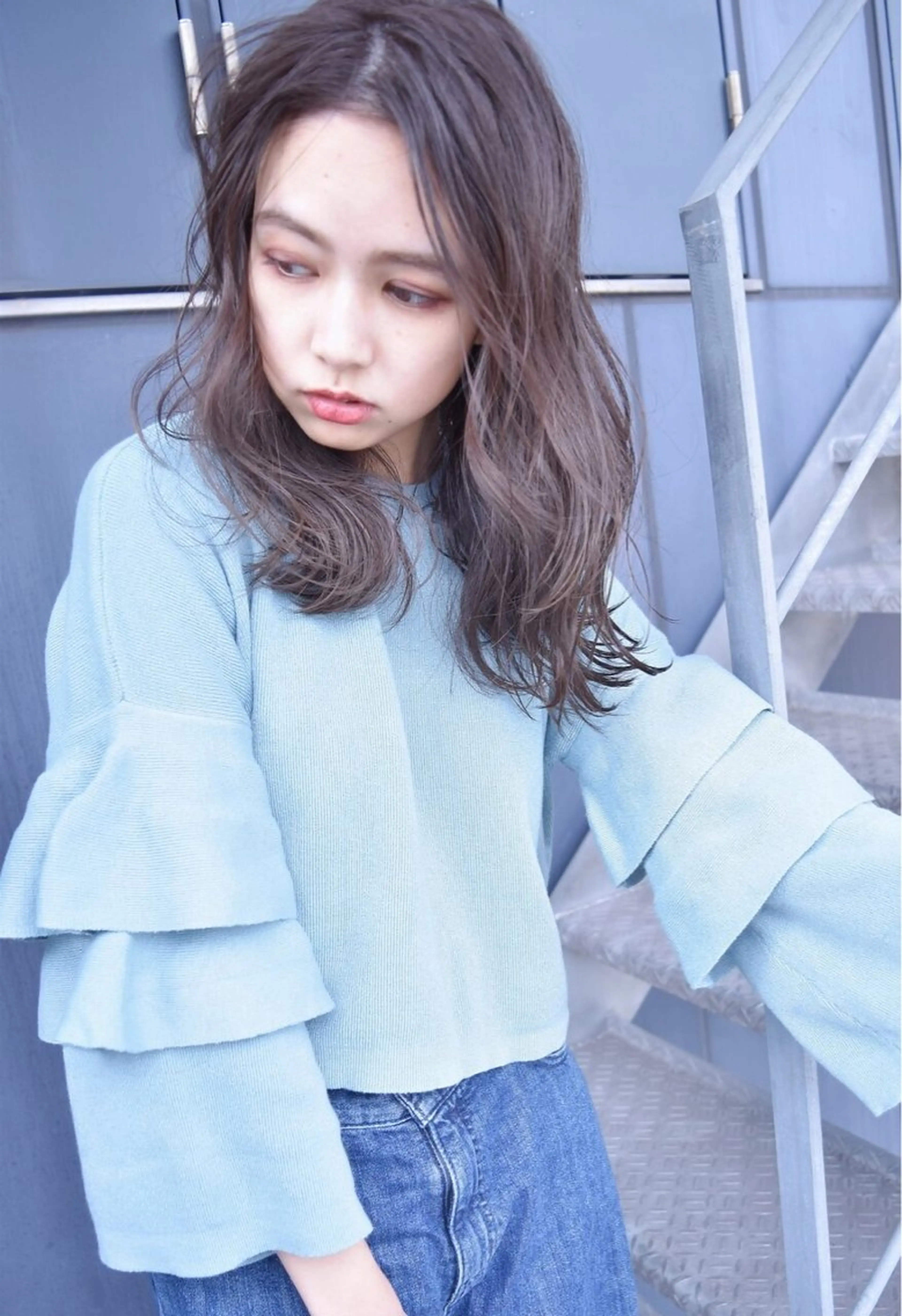 セミロング カット ヘアカラー トリートメント hoNua. 栄/透明感カラーのヘアスタイル