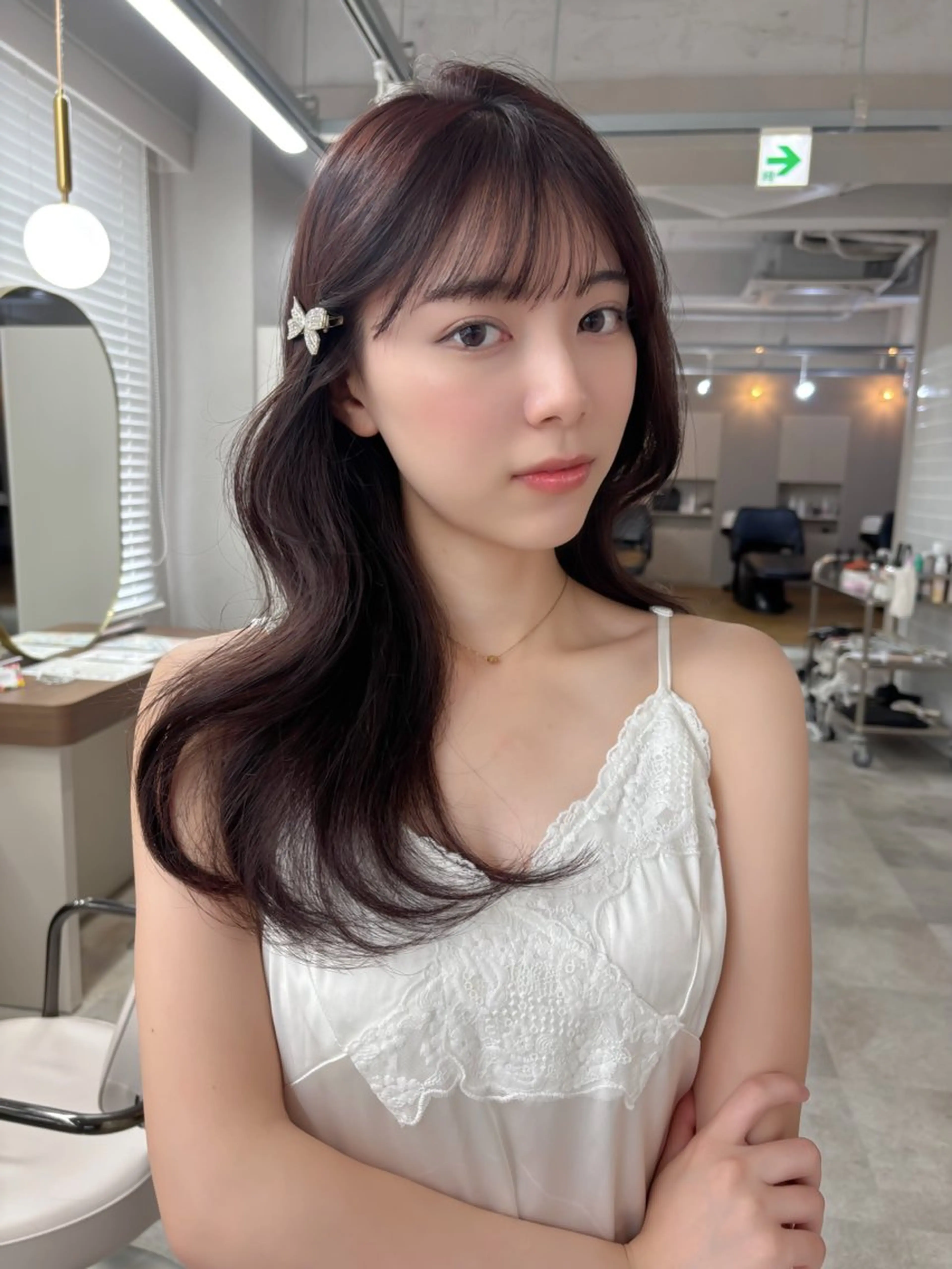 ロング カラー グレージュ ラベンダーカラー ラベンダーグレージュ ラベンダーグレー 韓国風ヘア カット ヘアカラー トリートメント 藤野 結衣のヘアスタイル