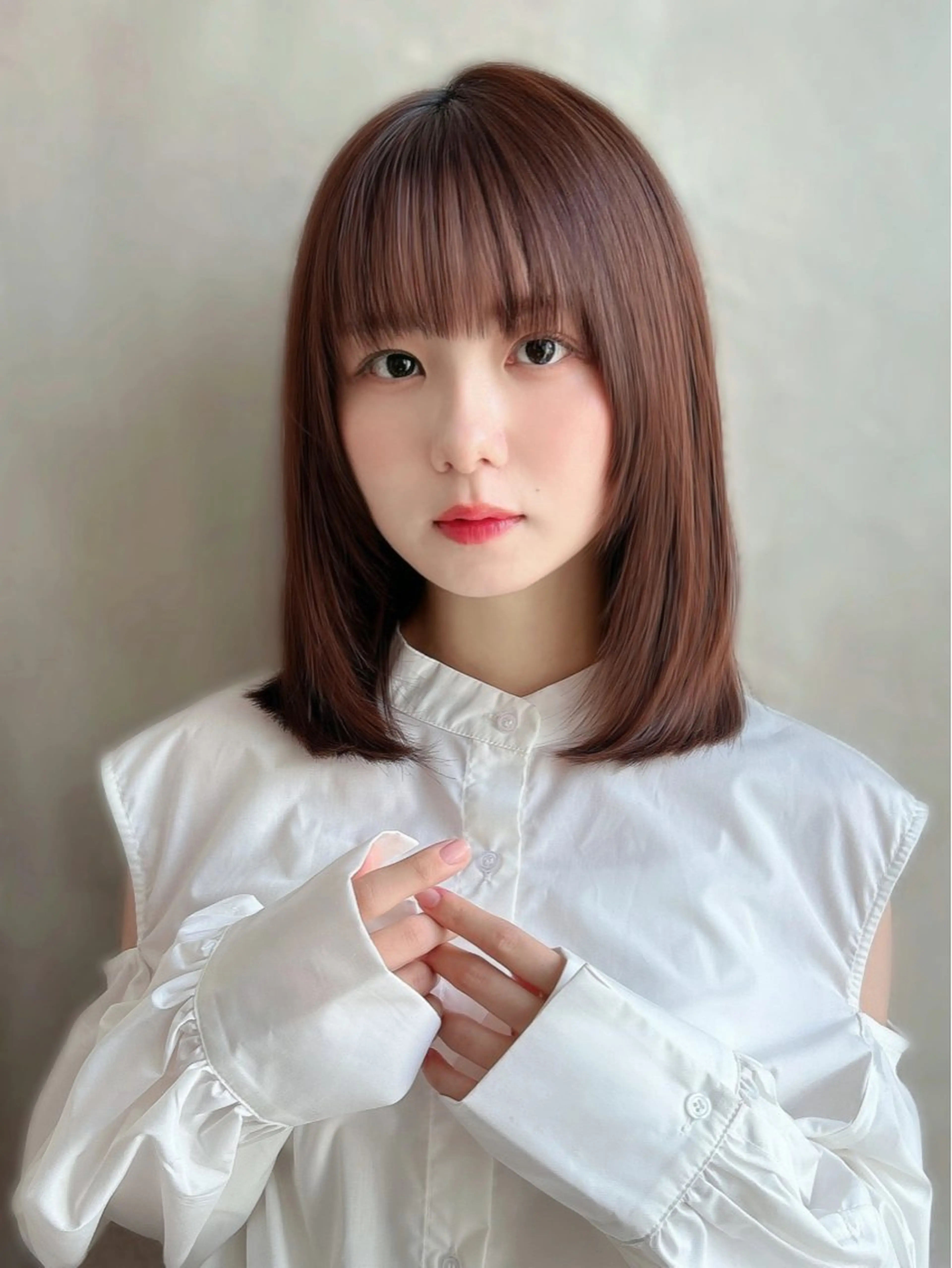 ミディアム カラー パーマ カット ヘアカラー トリートメント 新宿✨顔周りカット 韓国ヘア/坂本亜裟海のヘアスタイル