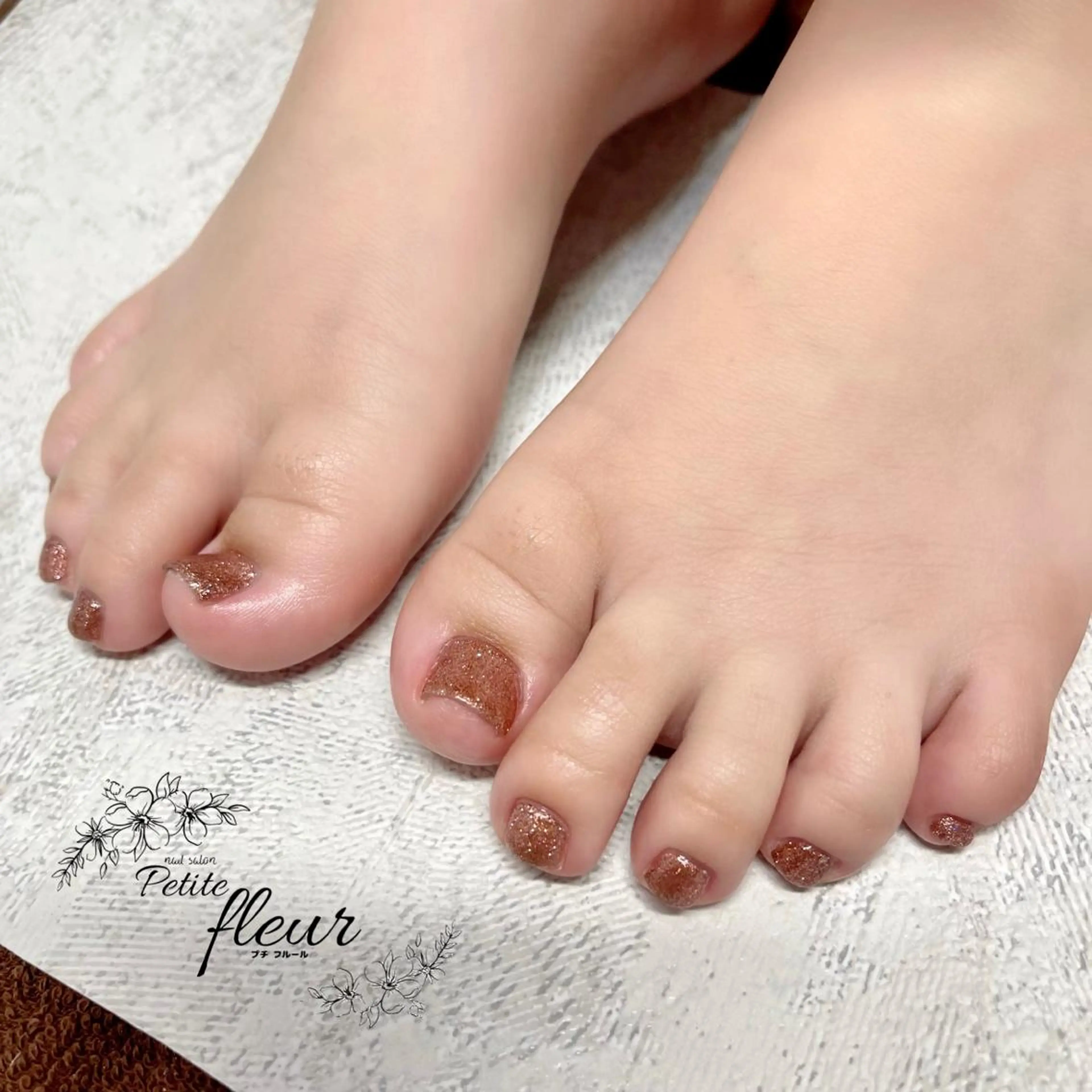 ネイル ブラウン ラメ(グリッター) ピンク ❁⃘*。Petite fleur❁⃘*りさのネイルデザイン