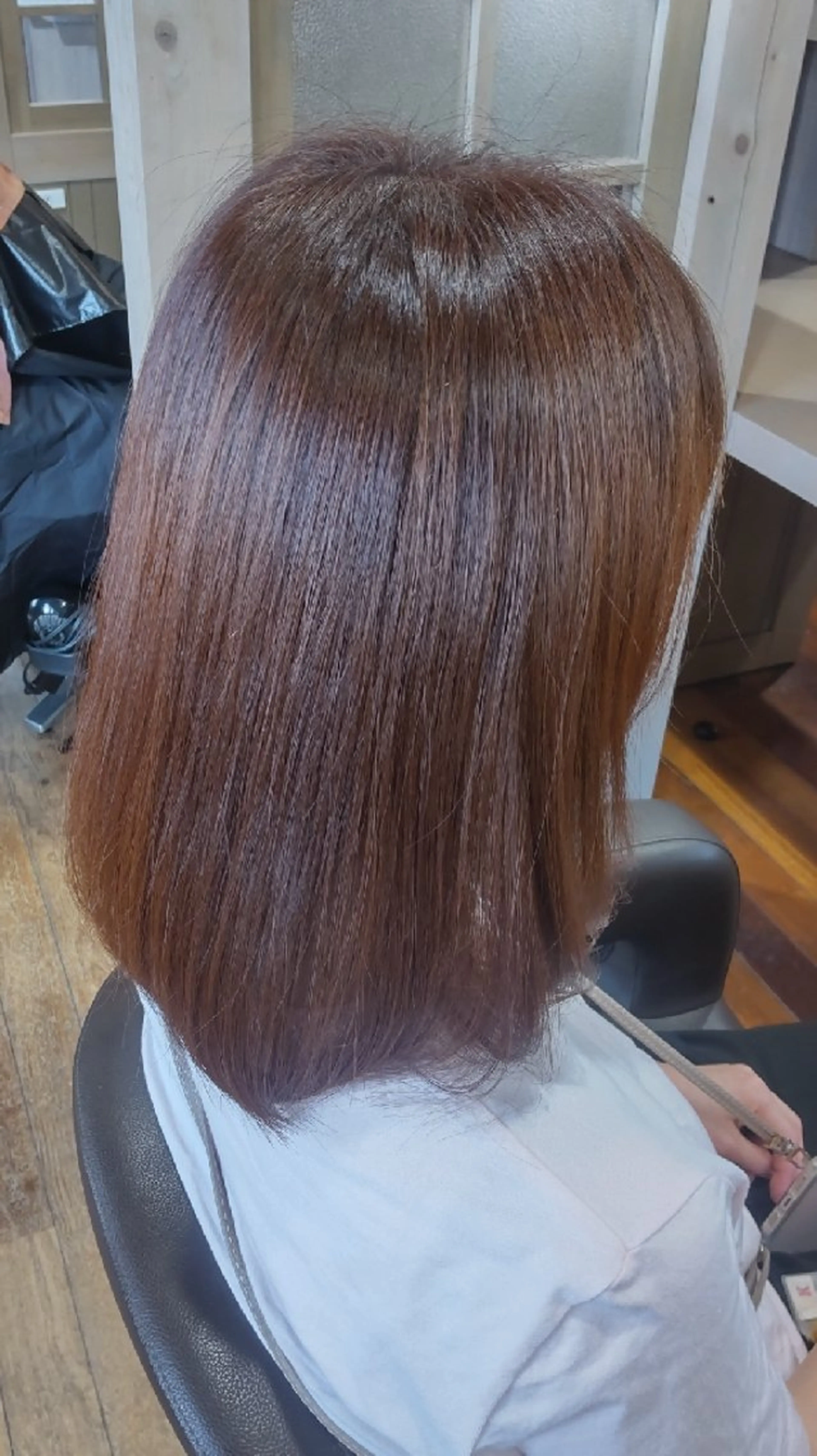 ミディアム カラー ブリーチ ブリーチなしカラー オレンジ もり はなののヘアスタイル