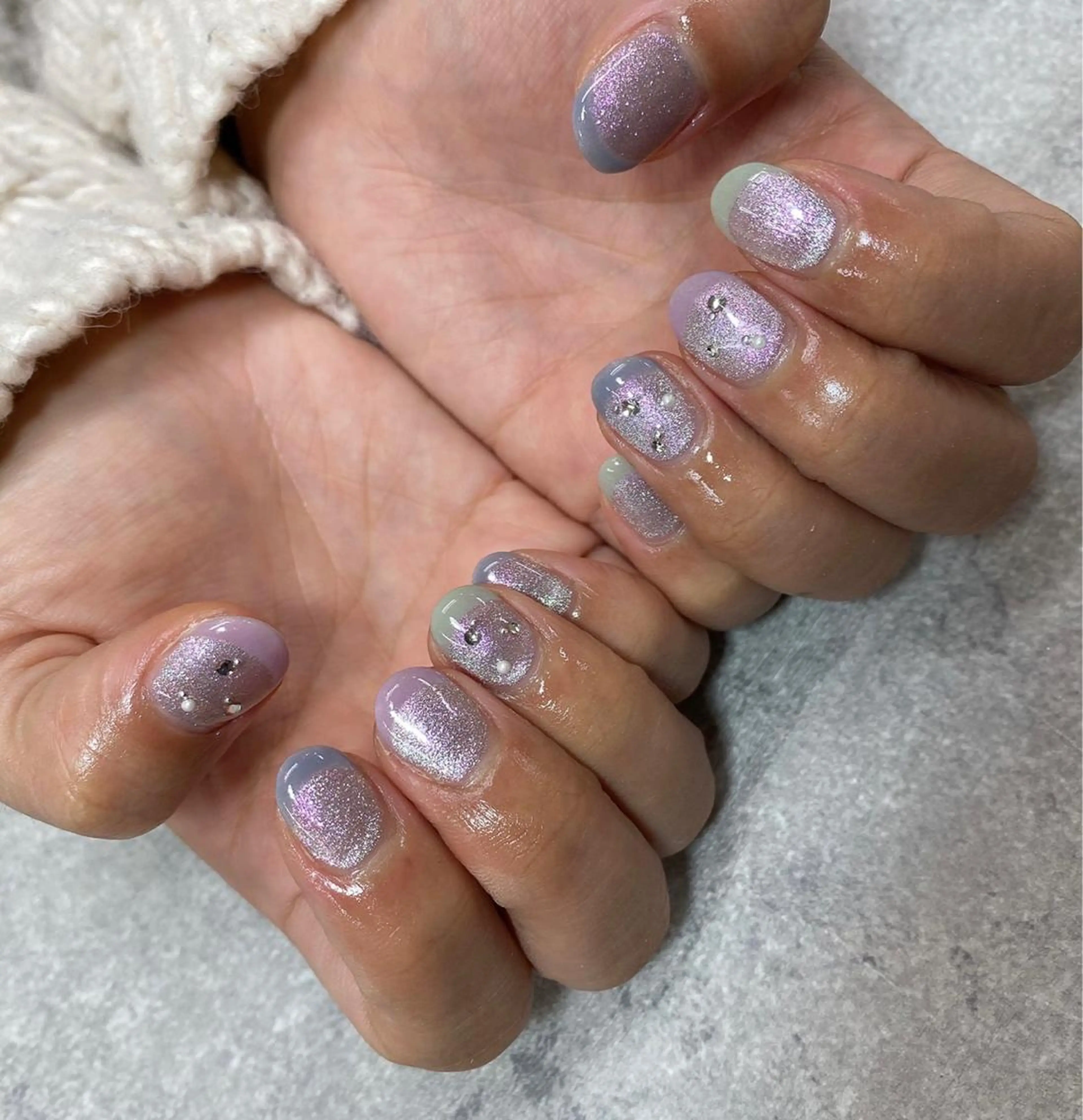 ネイル フレンチネイル 韓国ネイル マグネットネイル ワンホンネイル ハンドネイル ハンドケア FASTNAIL PLUS 新宿店のネイルデザイン