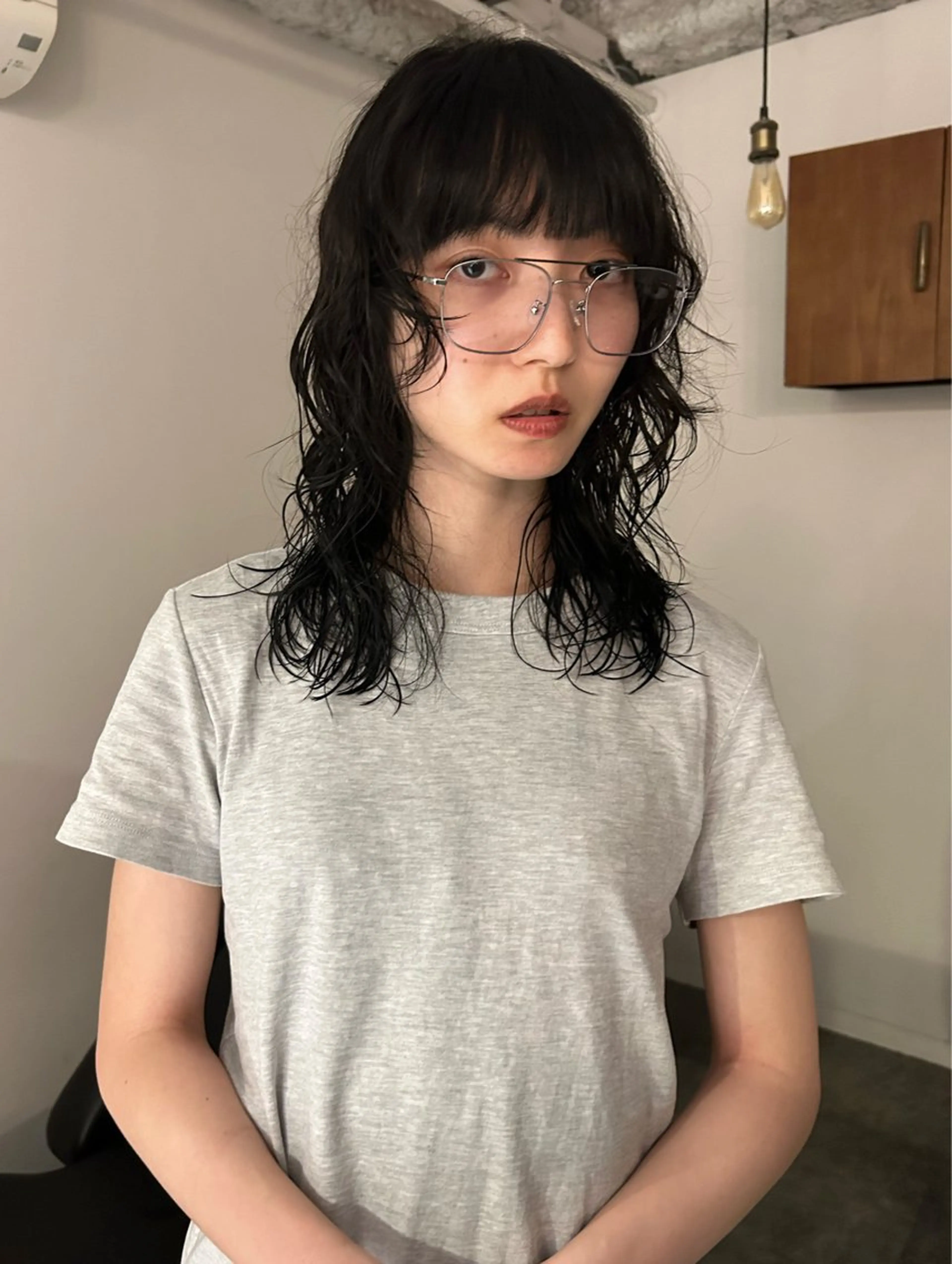 ミディアム パーマ ミディアムパーマ ニュアンスパーマ カット パーマ トリートメント 村上雅人 ナチュラルモードのヘアスタイル