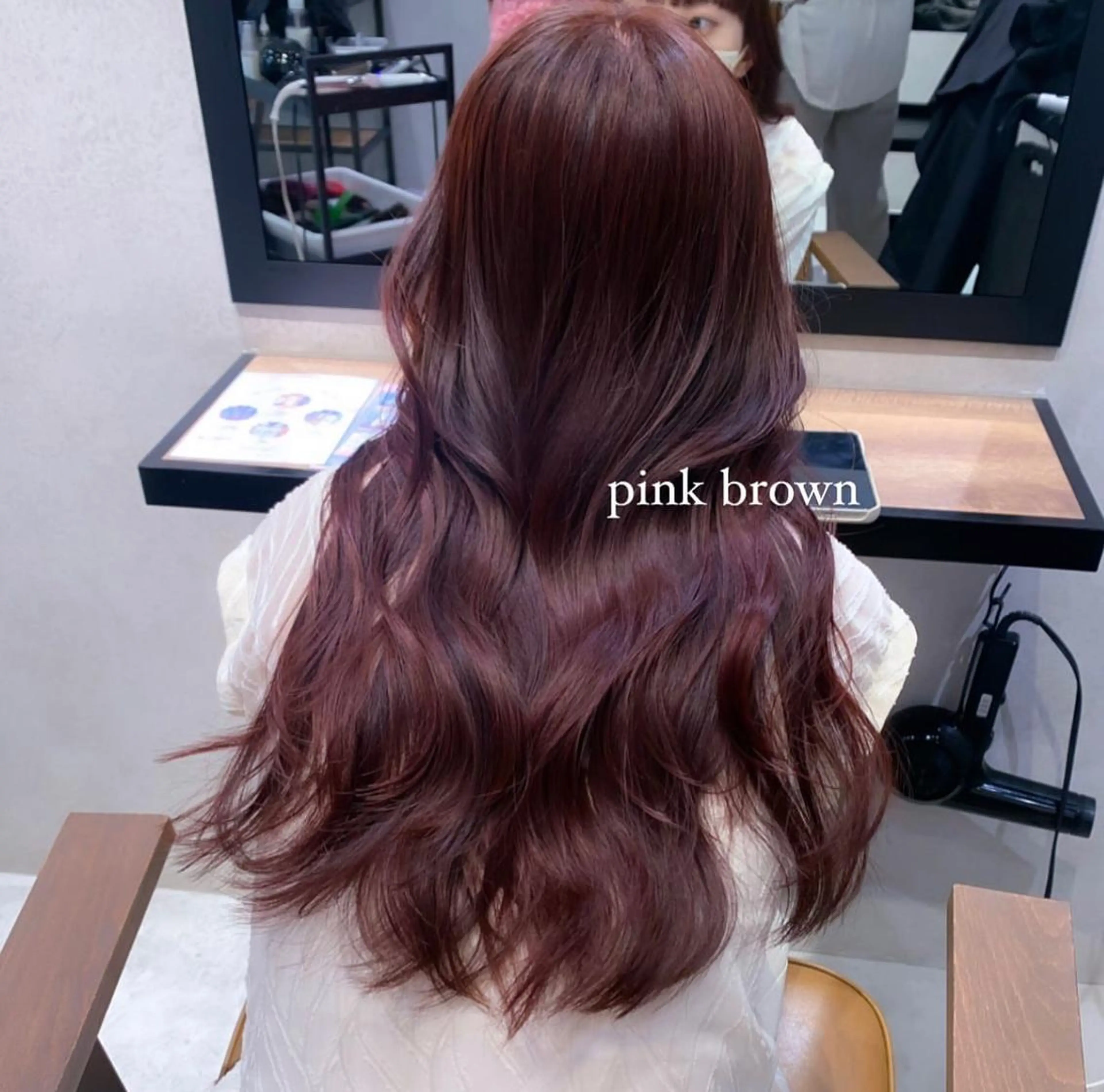ロング ピンクブラウン カット 縮毛矯正 トリートメント 🤍aimi🤍 ウルフ/韓国ヘアのヘアスタイル