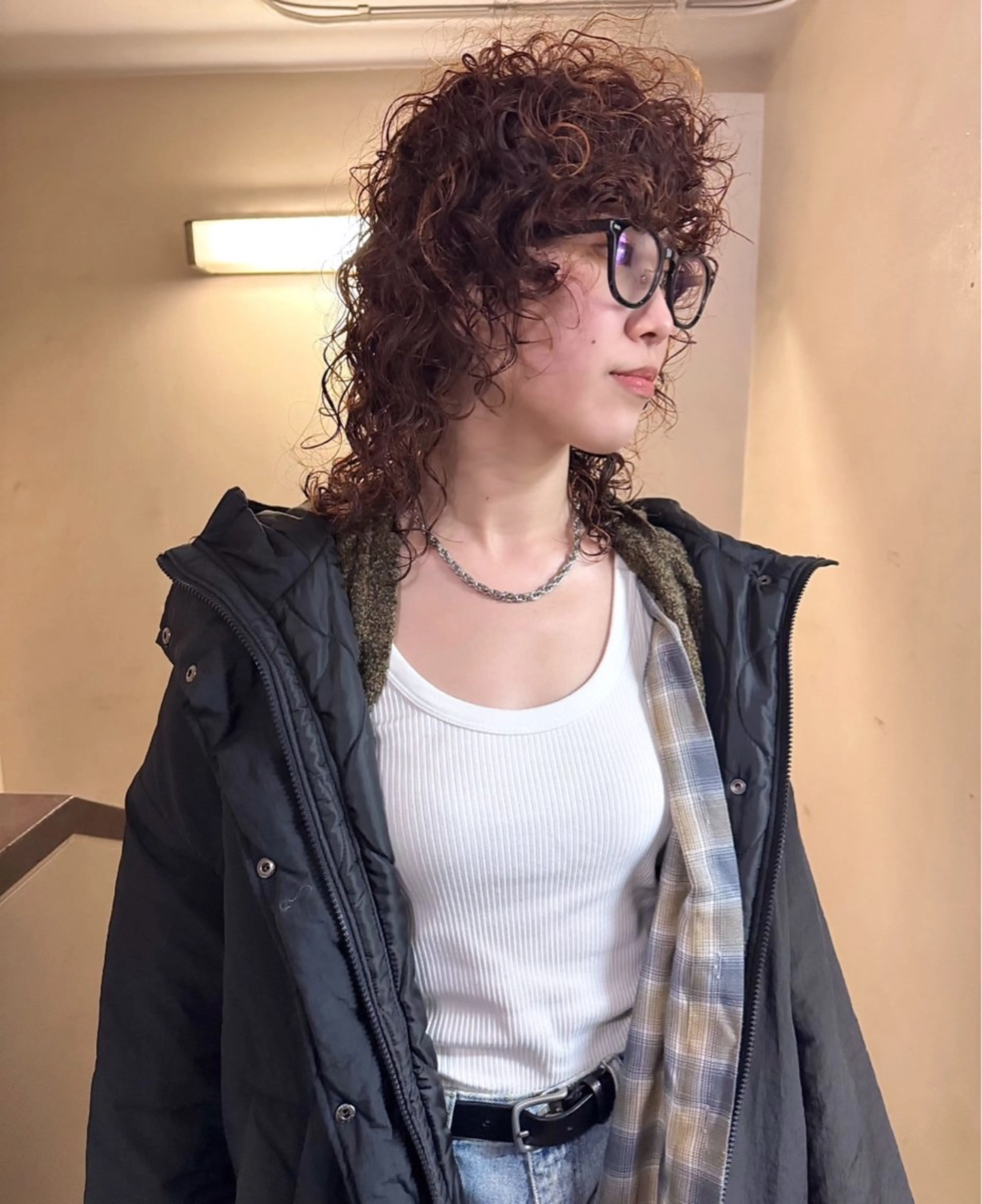 ミディアム カラー パーマ ヘアアレンジ マレットヘア 丸山渉/表参道 レイヤーボブのヘアスタイル