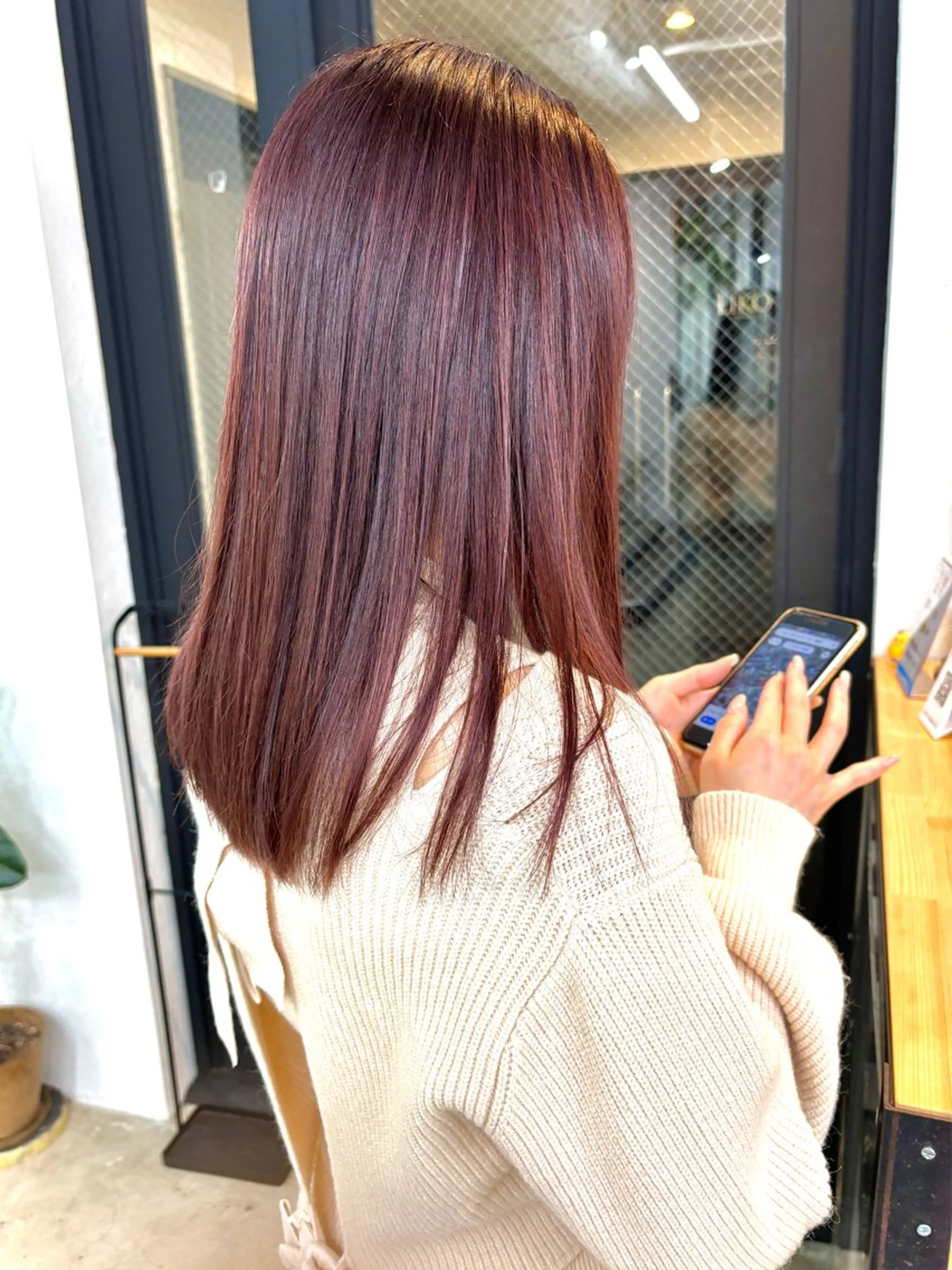 セミロング カラー ブリーチ ブラウンカラー カシス 透明感カラー ラベンダーカラー 暖色カラー/天神/ ヘイマサクラのヘアスタイル