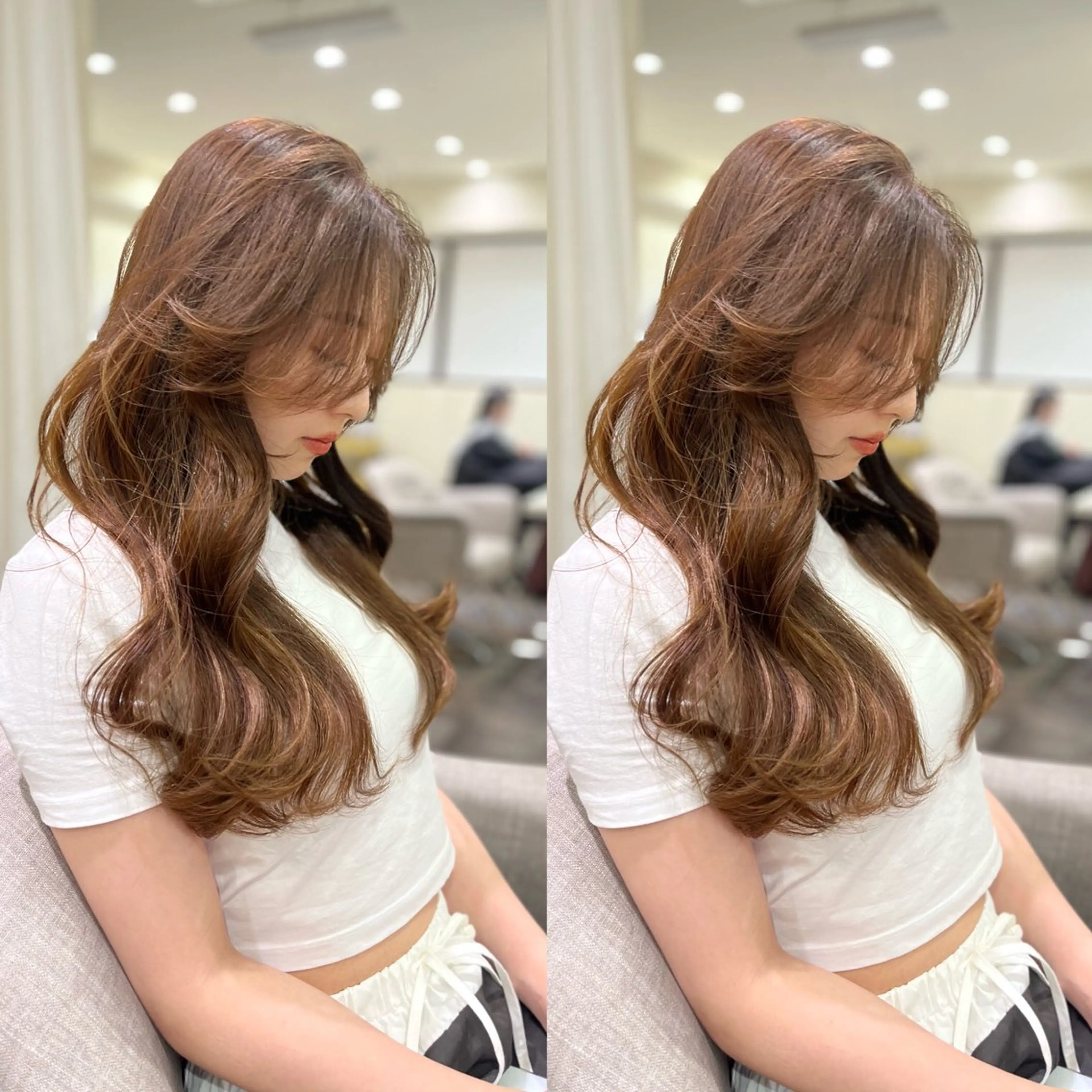 ロング カラー ブリーチなしWカラー /レイヤーカット大阪のヘアスタイル