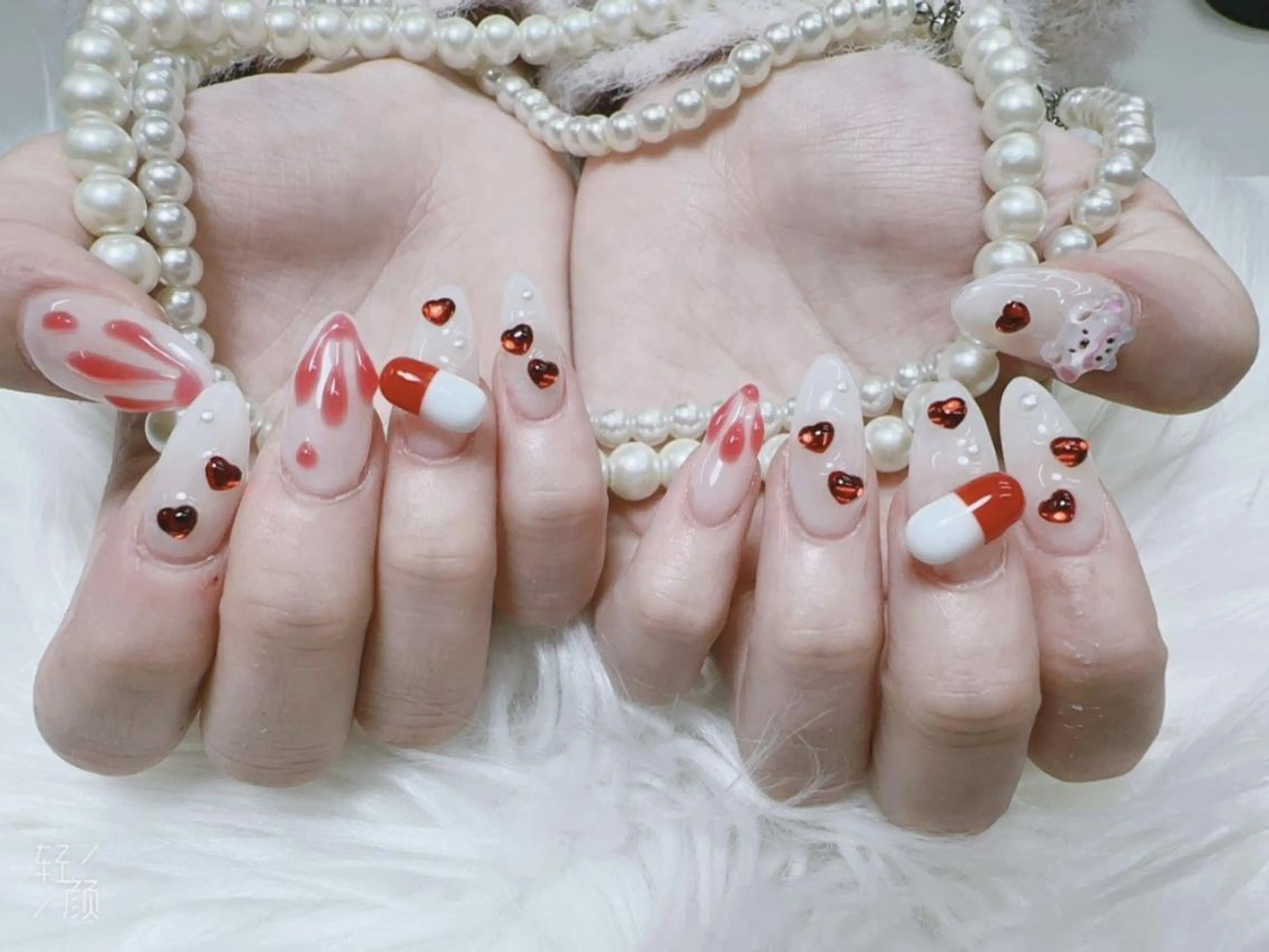 メンズ ネイル アートネイル フレンチネイル ジェルネイル キラキラネイル パラジェル Bloom kabukiのネイルデザイン