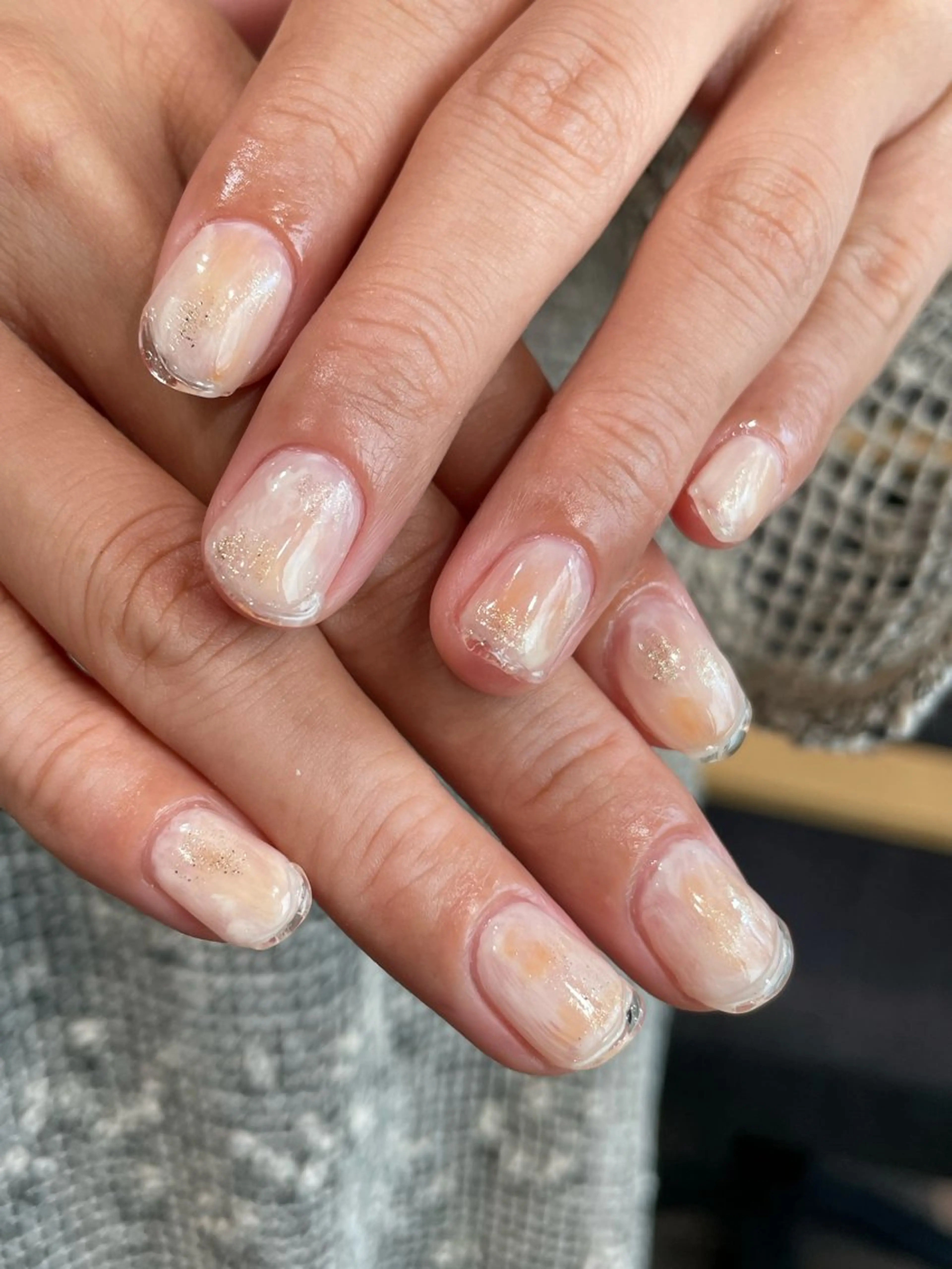 ネイル クリアネイル オレンジ ハンドネイル ナチュラル透明感🌱 小山美樹子のヘアスタイル