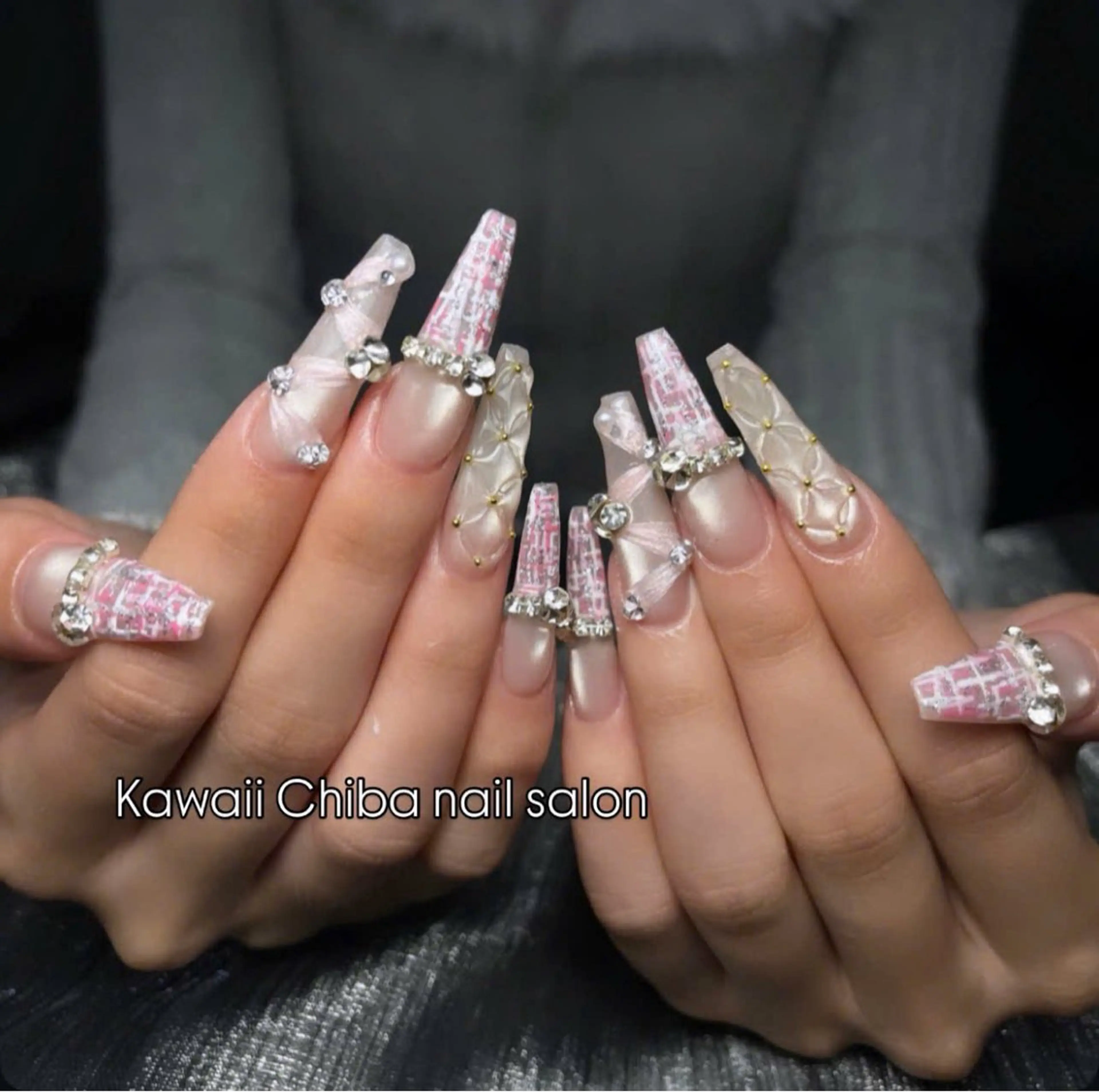 ネイル ボルドー チークネイル 成人式 フレンチネイル キラキラネイル Kawaii _Nailのネイルデザイン