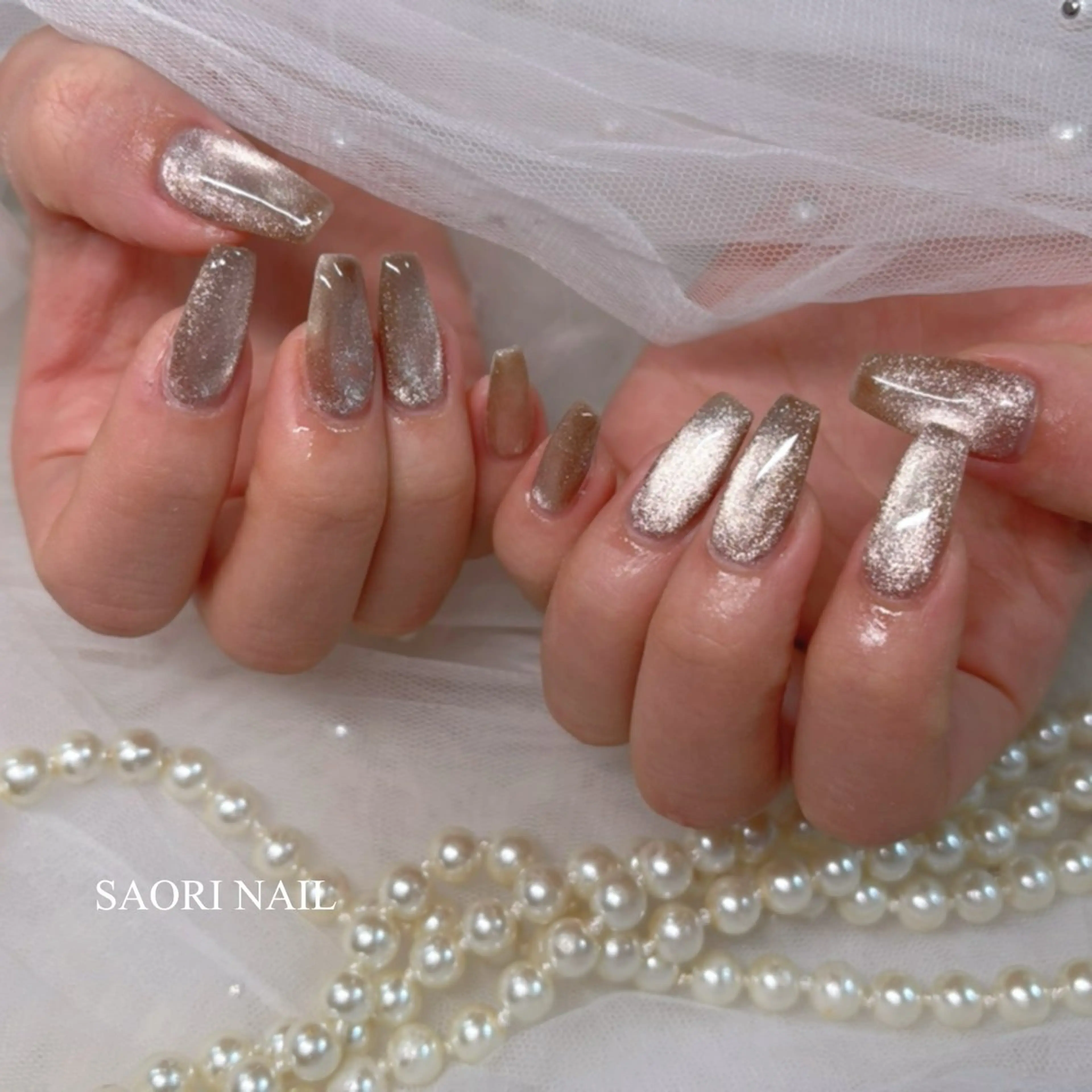 🎀新生活応援キャンペーン🎀2000円引き❣️大人気キラキラ✨マグネット　最新ジェルチップ長さだし クーポン🥳の写真