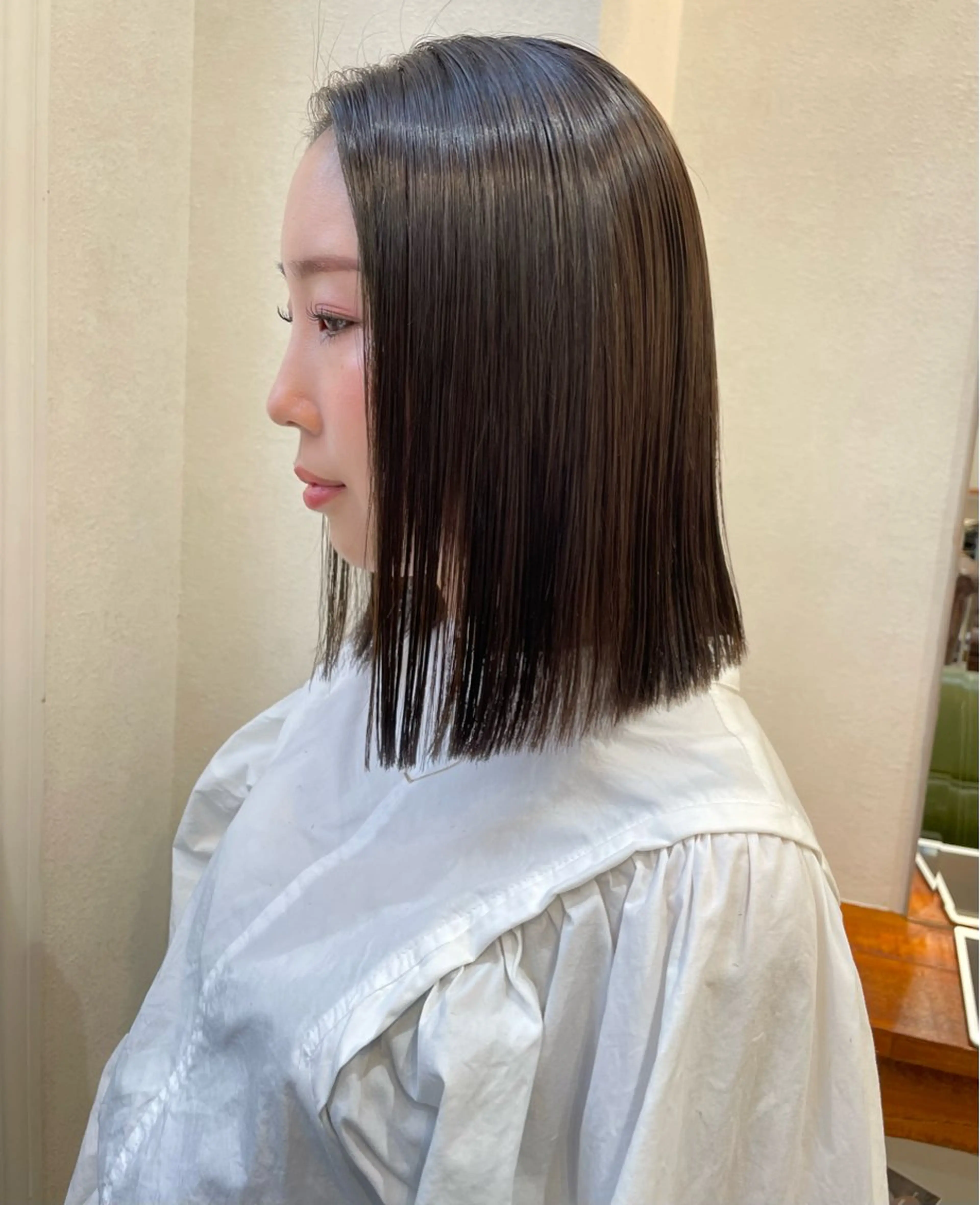 ミディアム カット パーマ 縮毛矯正 トリートメント KAZU keshiki大名のヘアスタイル