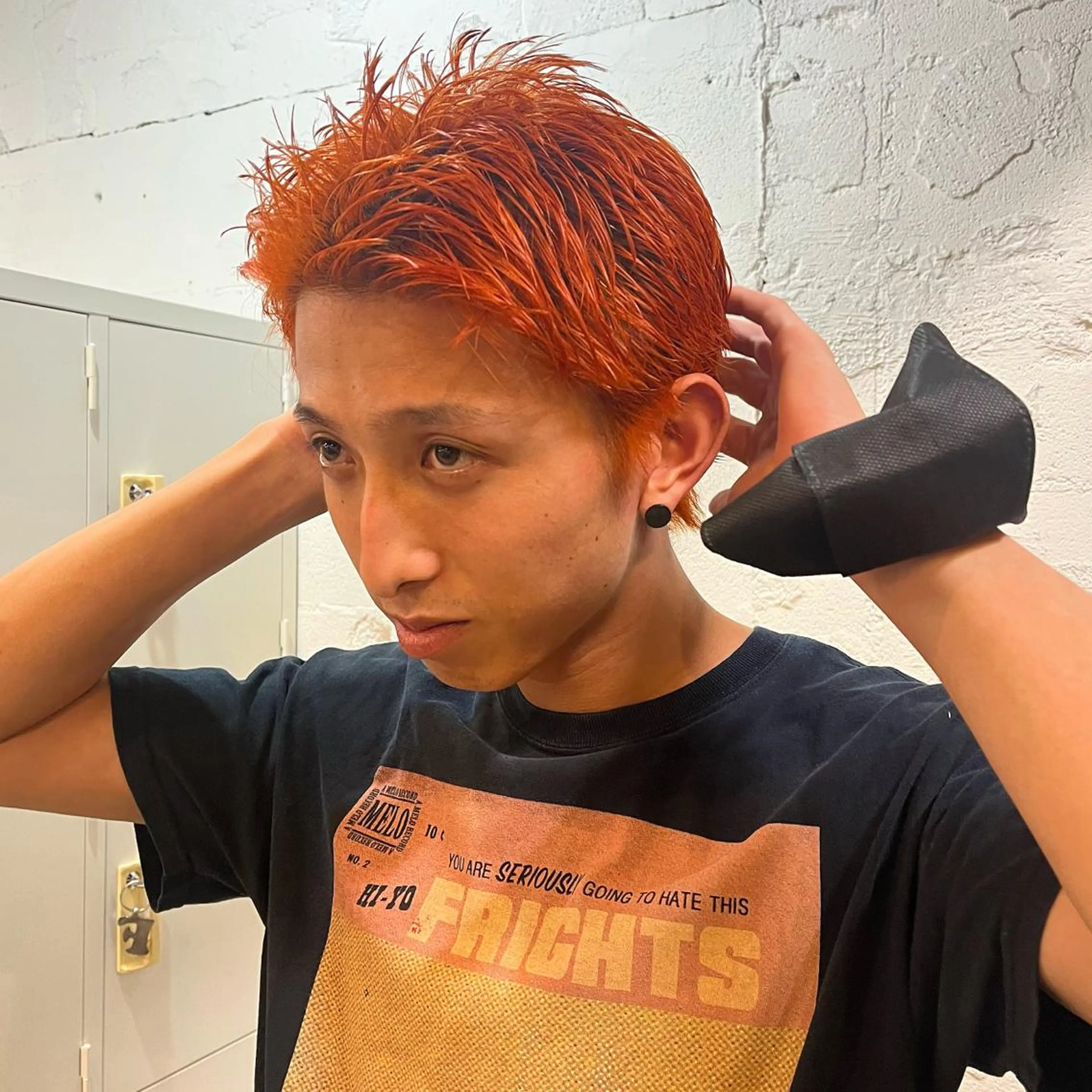 ショート カラー ヘアアレンジ オレンジ ボブハイトーン🦖 デザインMAMIのヘアスタイル