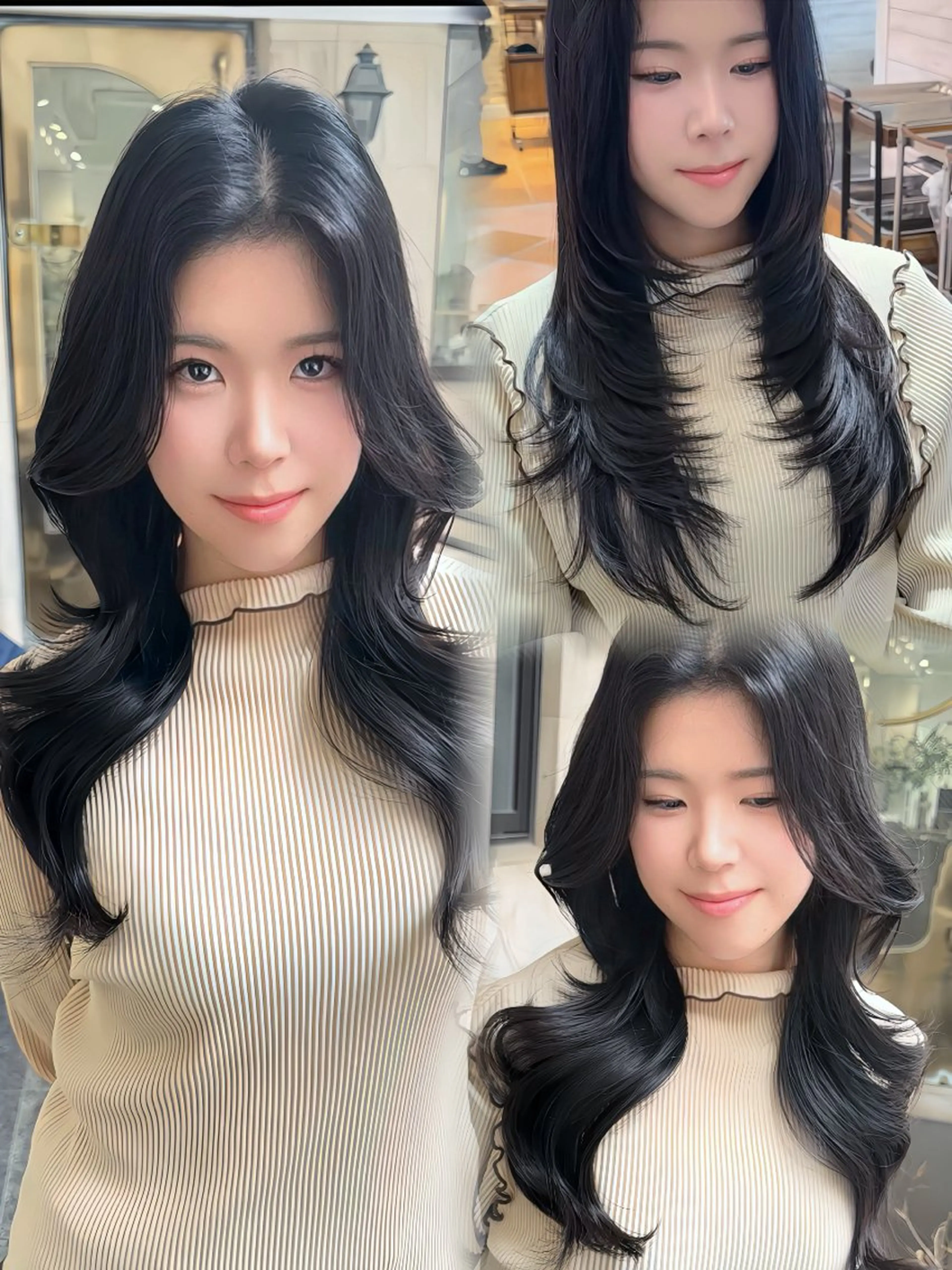 ロング ロングレイヤー ボブ 顔まわりレイヤー ハイレイヤー 韓国風ヘア カット ヘアカラー トリートメント 韓国系レイヤー特化 hiroのヘアスタイル