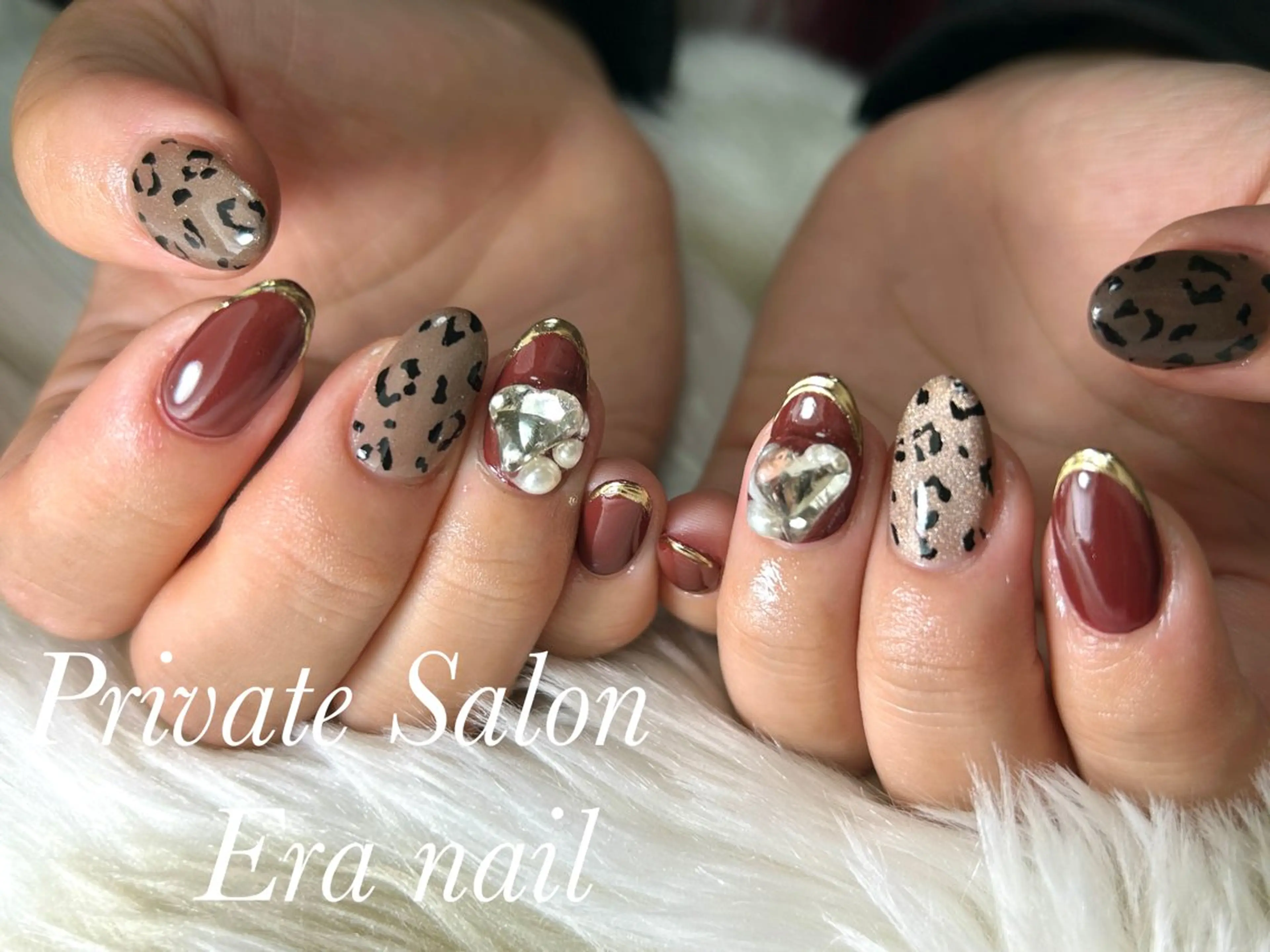 ネイル アニマル柄 ボルドー Era nailのネイルデザイン