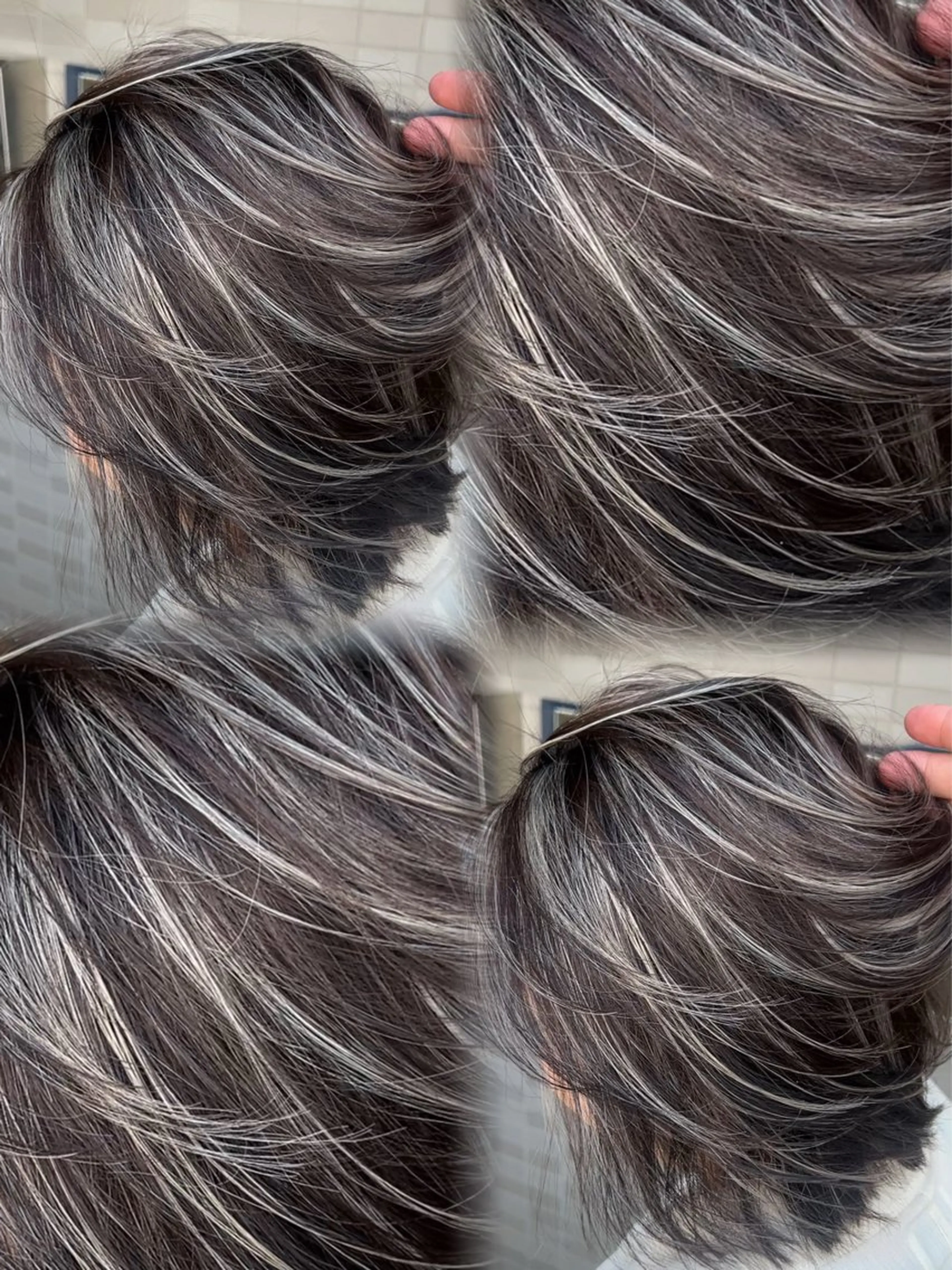 ミディアム カラー ブリーチ ケアブリーチ デザインカラー グレージュ ハイライトカラー カット ヘアカラー トリートメント 表参道/ハイライト バレイヤージュのヘアスタイル