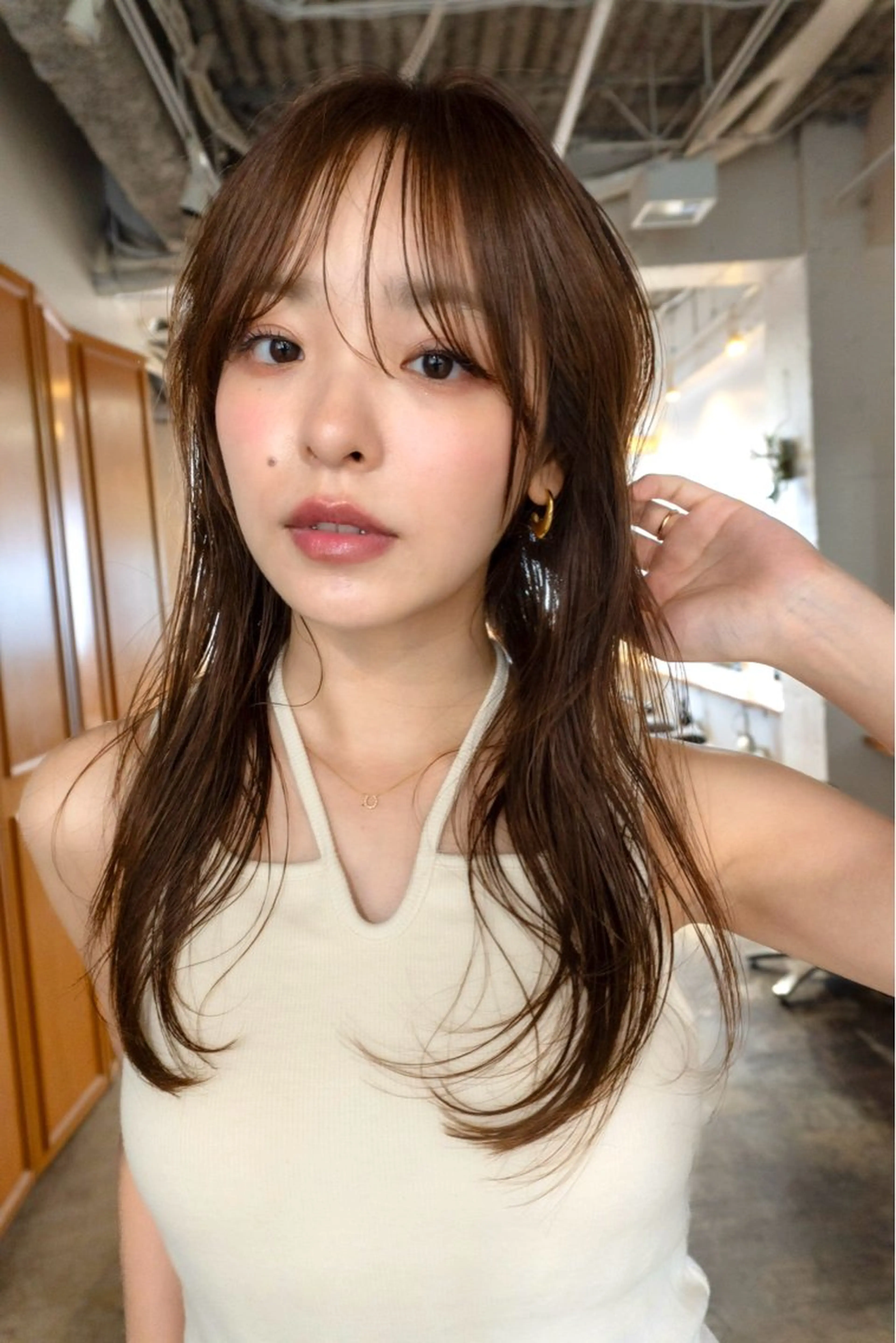 セミロング カラー ブラウンカラー 顔まわりレイヤー レイヤーカット カット ヘアカラー トリートメント レイヤー／似合わせ TAKUYAのヘアスタイル