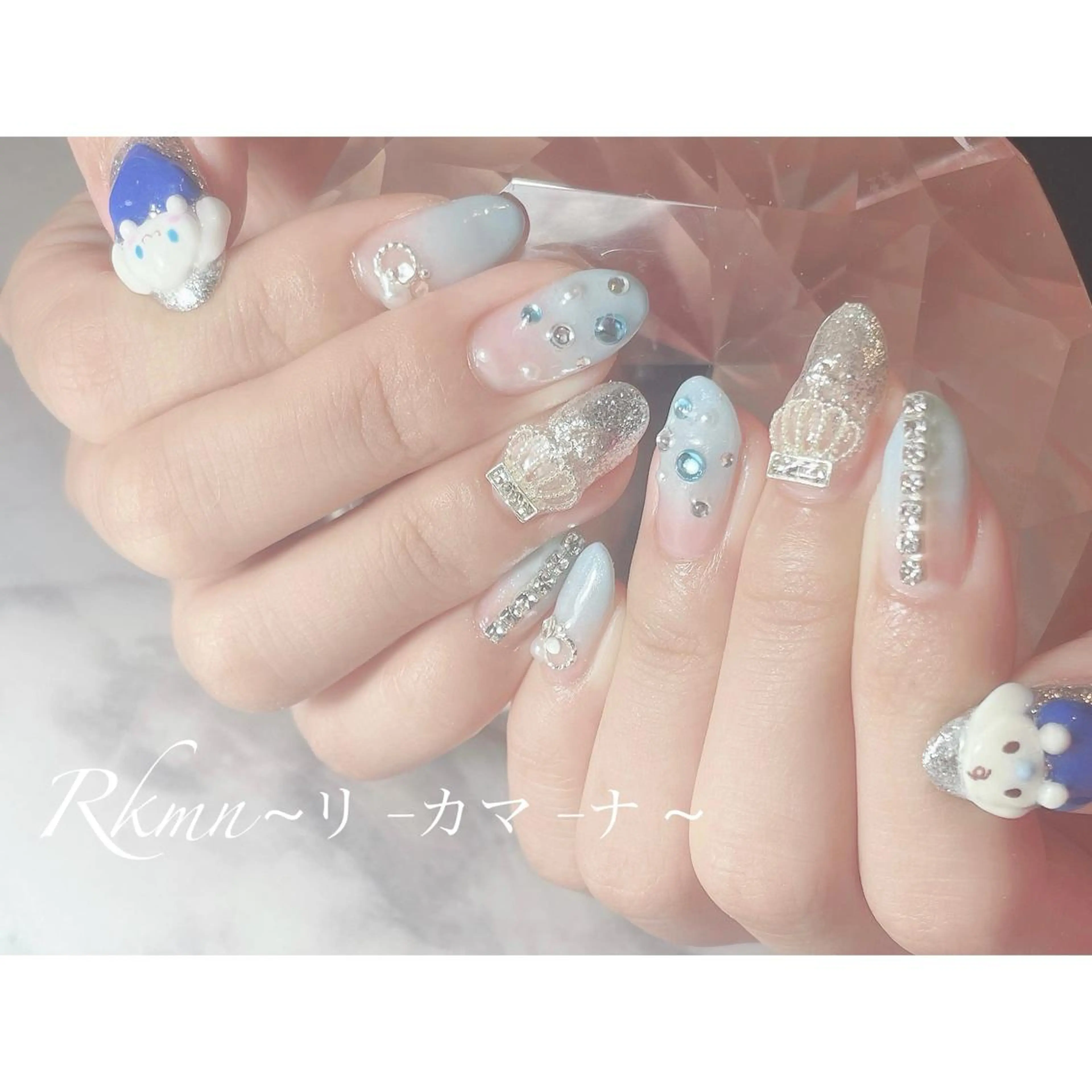 ネイル アートネイル 春ネイル ストーンネイル Rkmn ~リ-カマ-ナ~のネイルデザイン