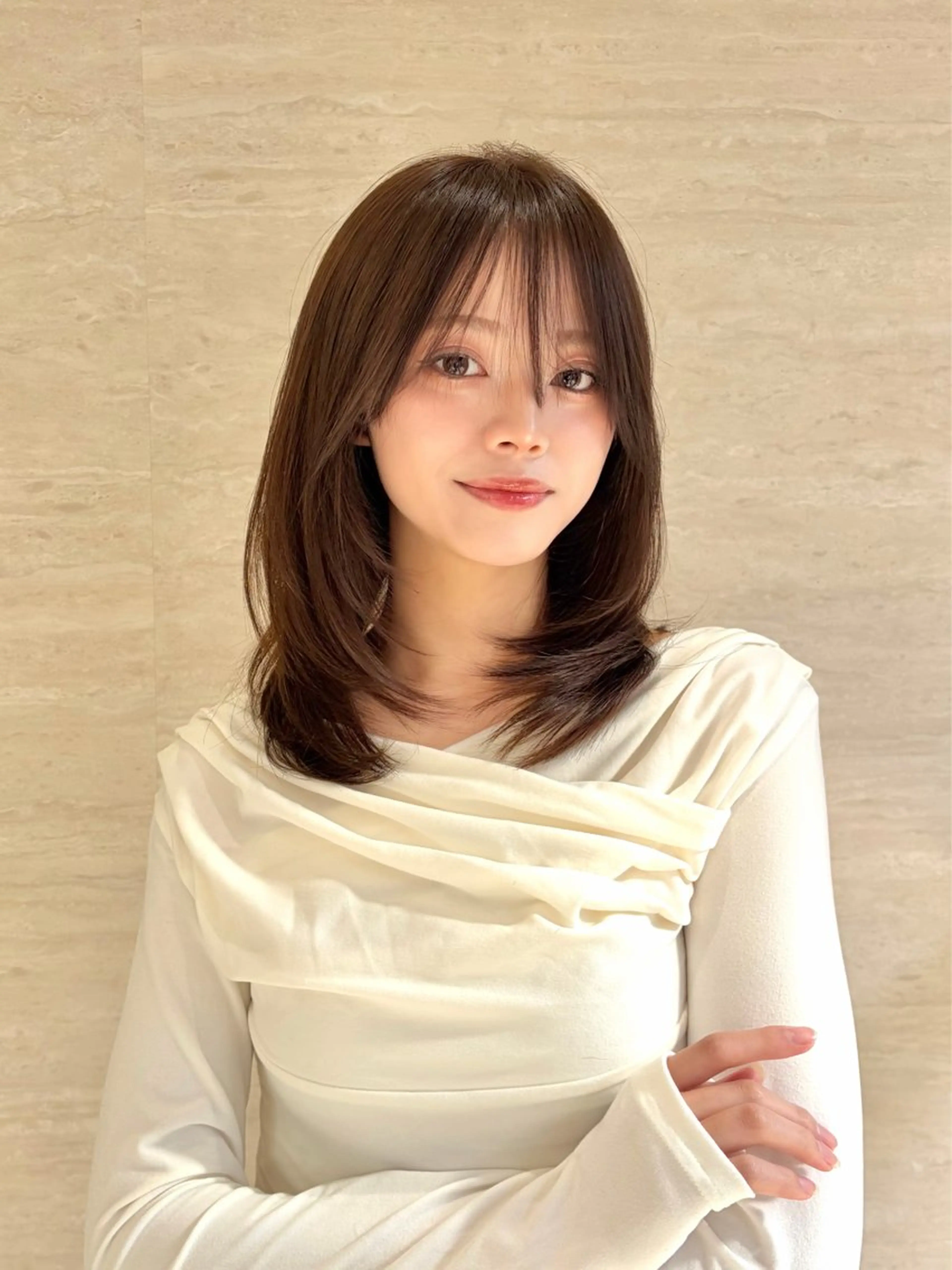 ミディアム レイヤーカット 似合わせカット カット 韓国/タッセルボブ /レイヤーボブのヘアスタイル