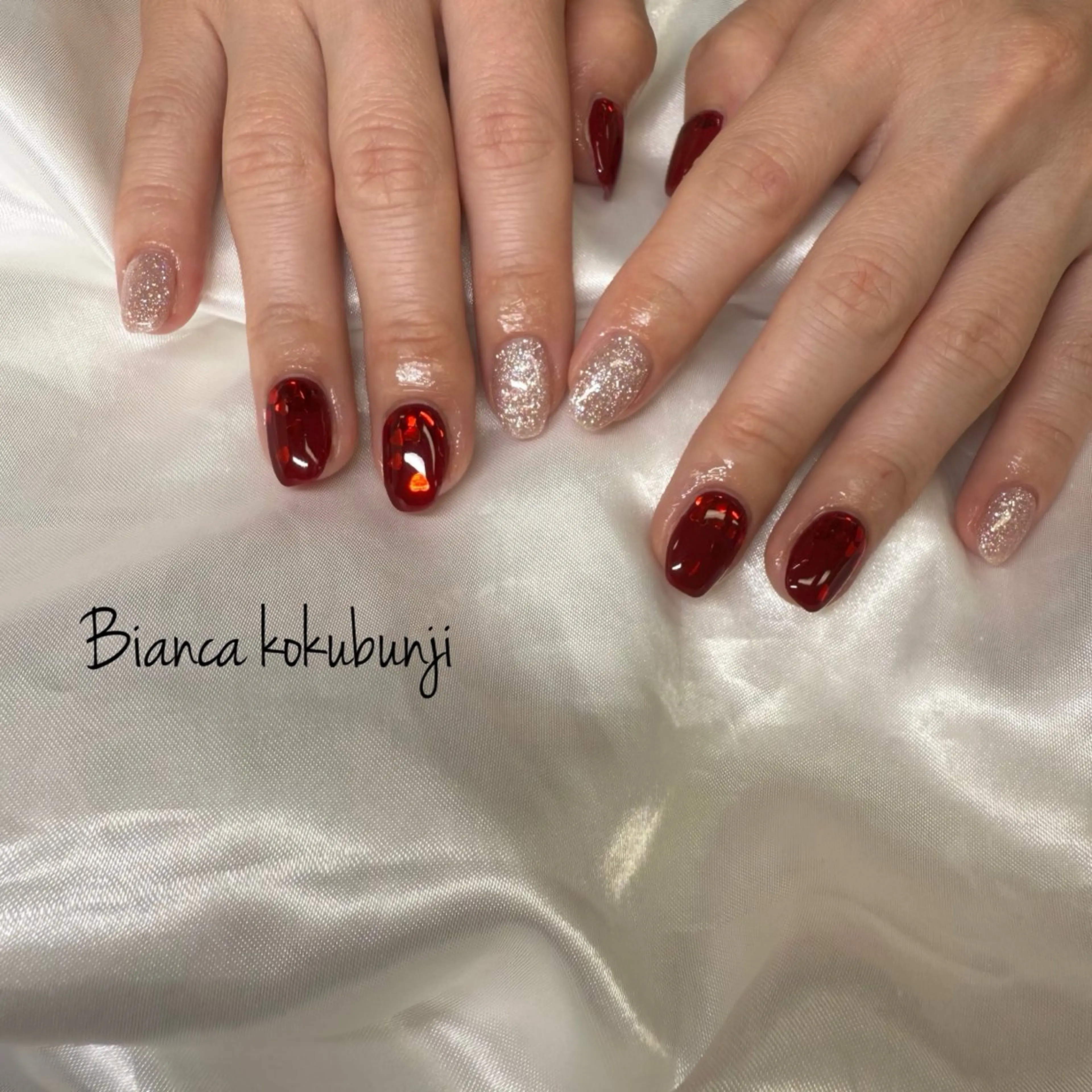 ネイル ハート バレンタイン ハンドネイル Bianca☁国分寺 🤍店長/黒木愛美のネイルデザイン