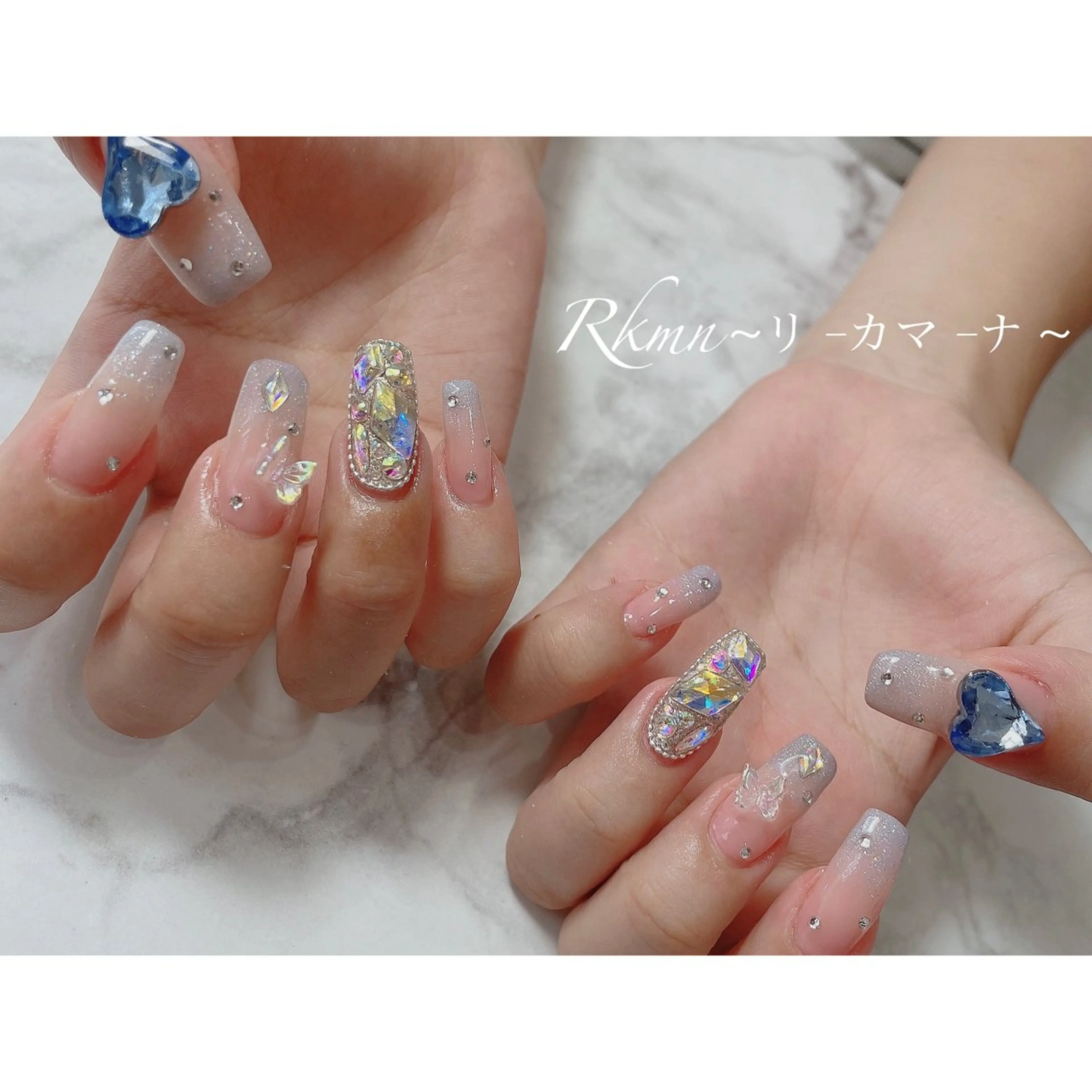 ネイル アートネイル グラデーション ハート ラメ(グリッター) ピンク ハンドネイル フットネイル ハンドケア Rkmn ~リ-カマ-ナ~のネイルデザイン