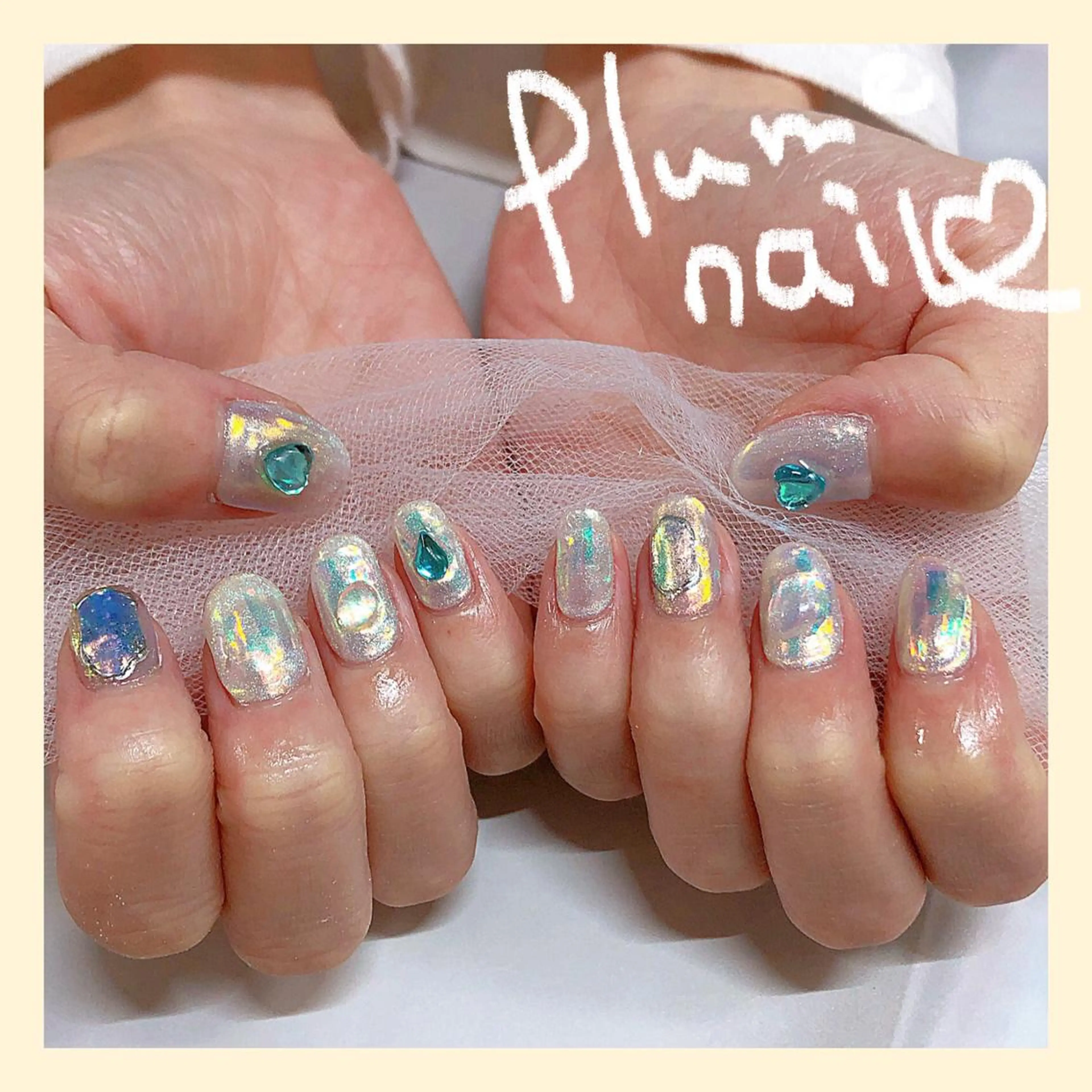 ネイル アートネイル オーロラネイル ハート キラキラネイル 韓国ネイル plume nail ☆韓国ネイルのネイルデザイン