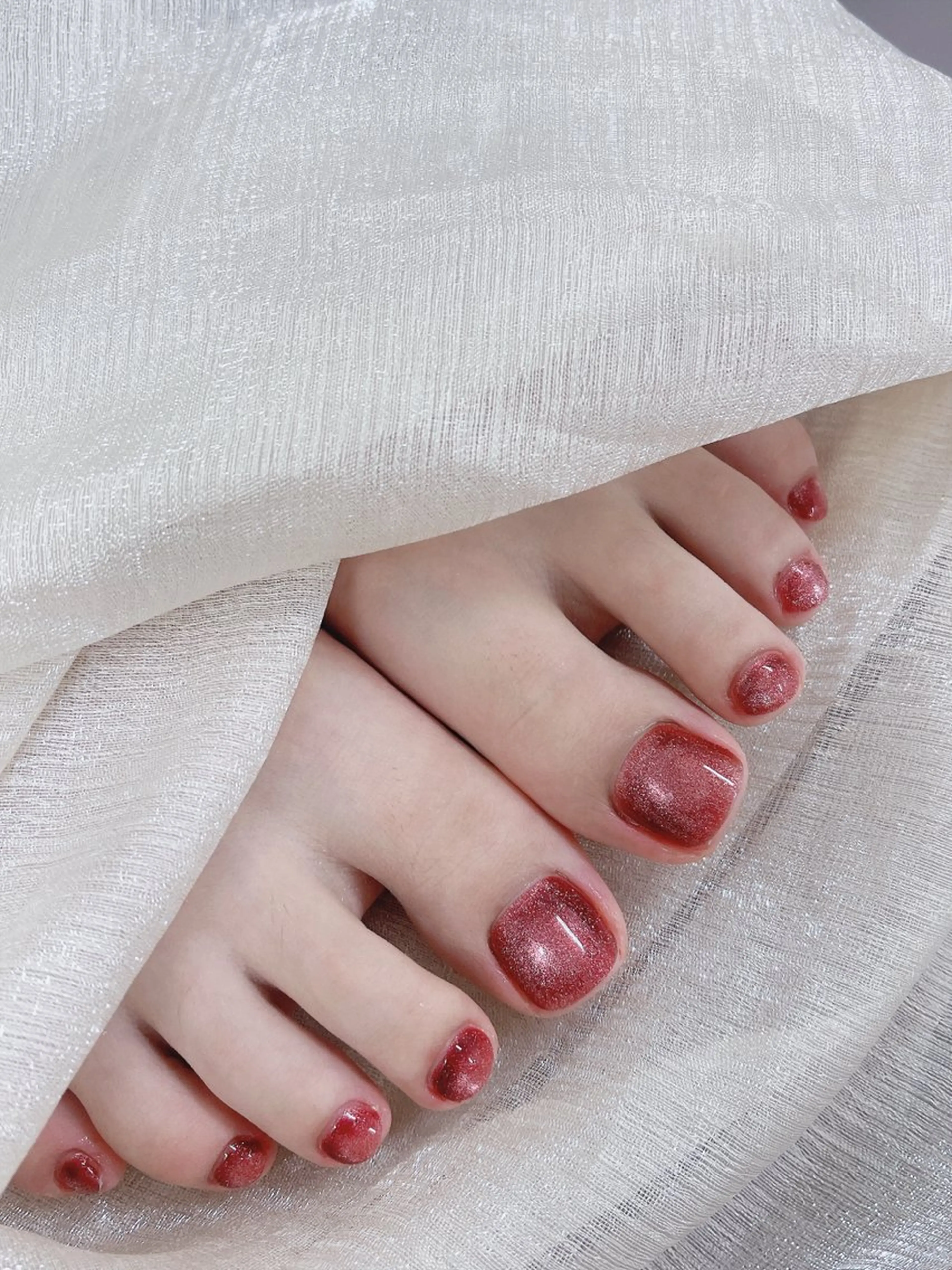 ネイル チークネイル フレンチネイル グラデーション キラキラネイル 韓国ネイル フットネイル DUO MI nail salonのネイルデザイン