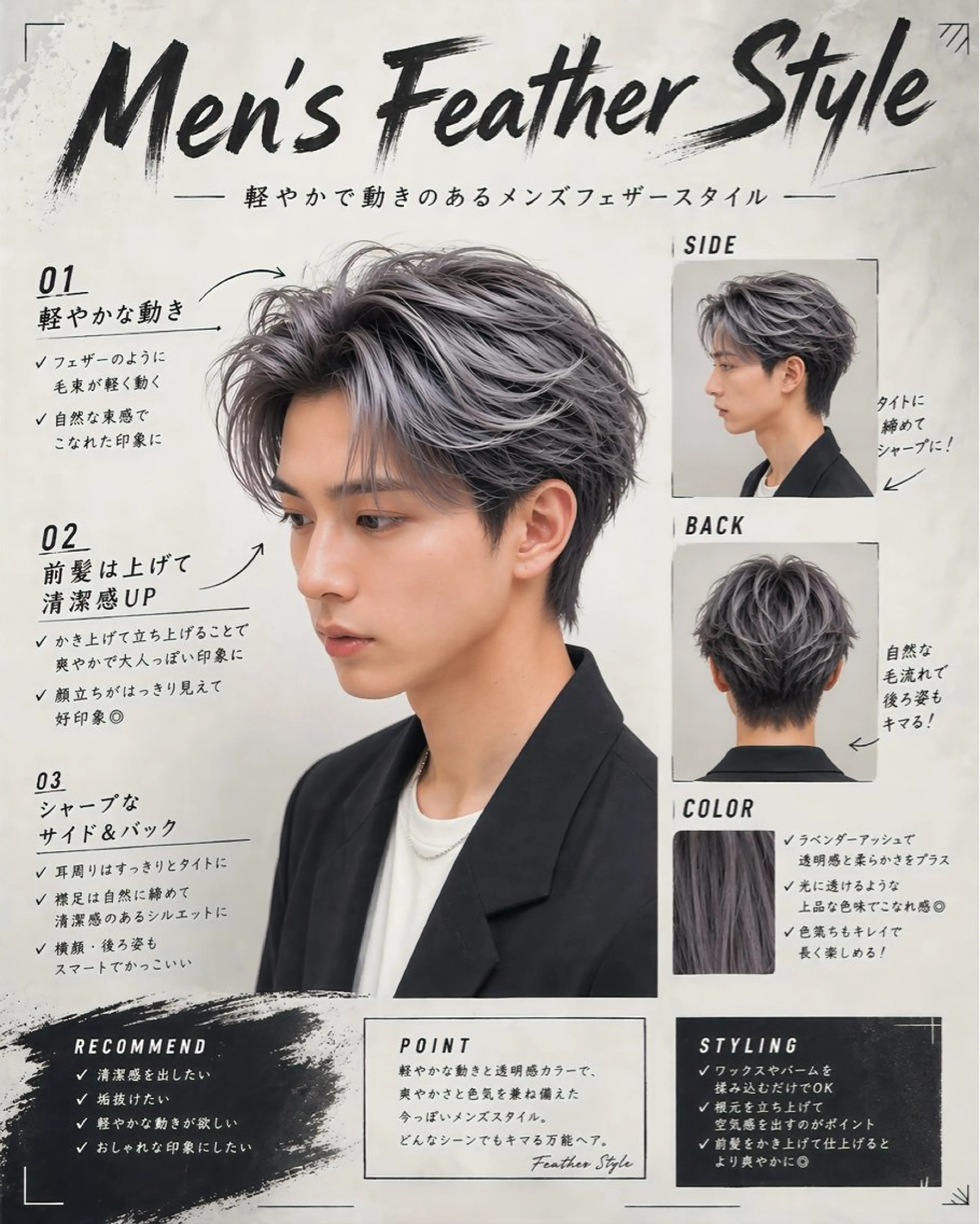 ショート カラー メンズ特化/フェザー /パーマ/伊勢元のヘアスタイル