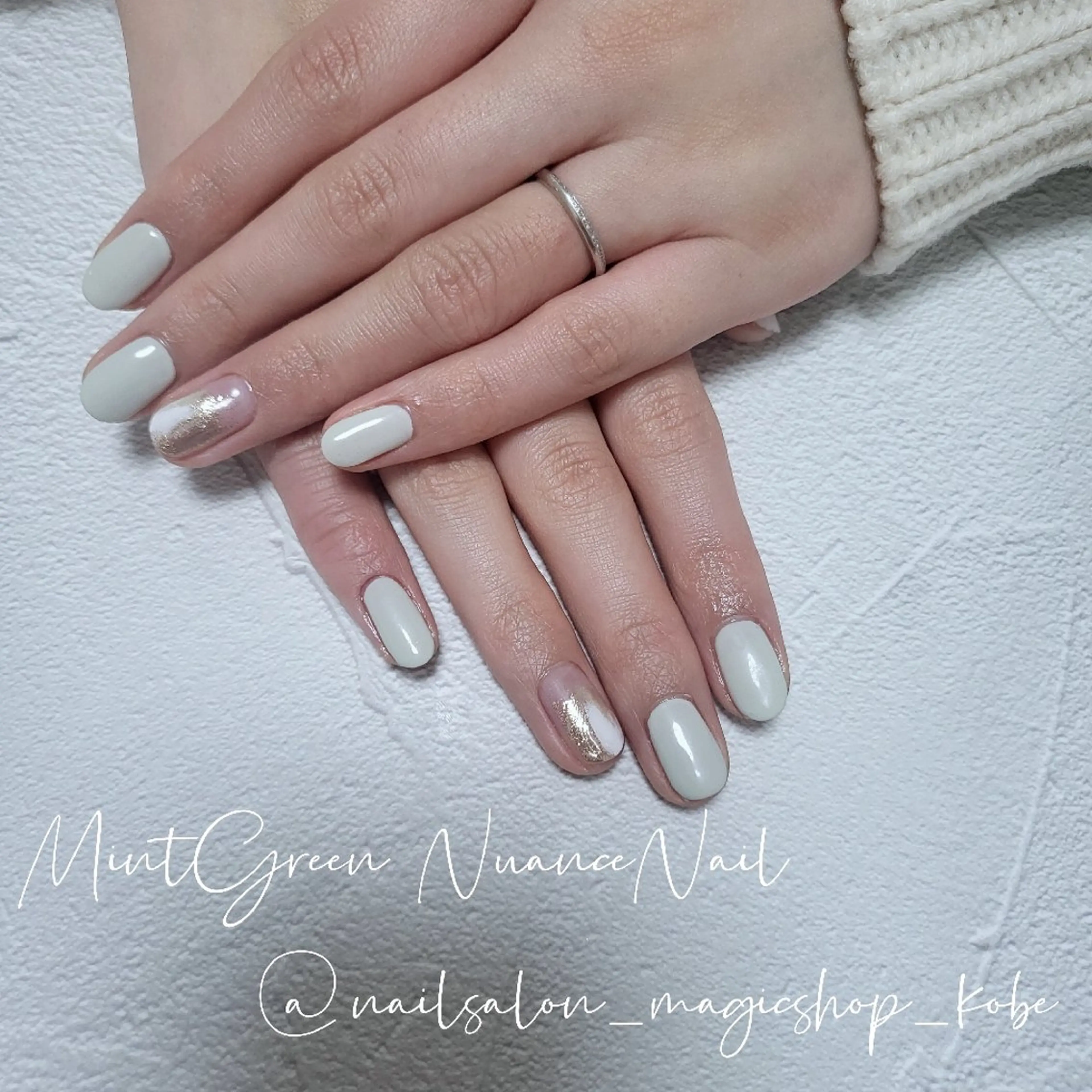 ネイル アートネイル クリアネイル ジェルネイル ゴールド グリーン ハンドネイル Nailsalon MagicShopのネイルデザイン