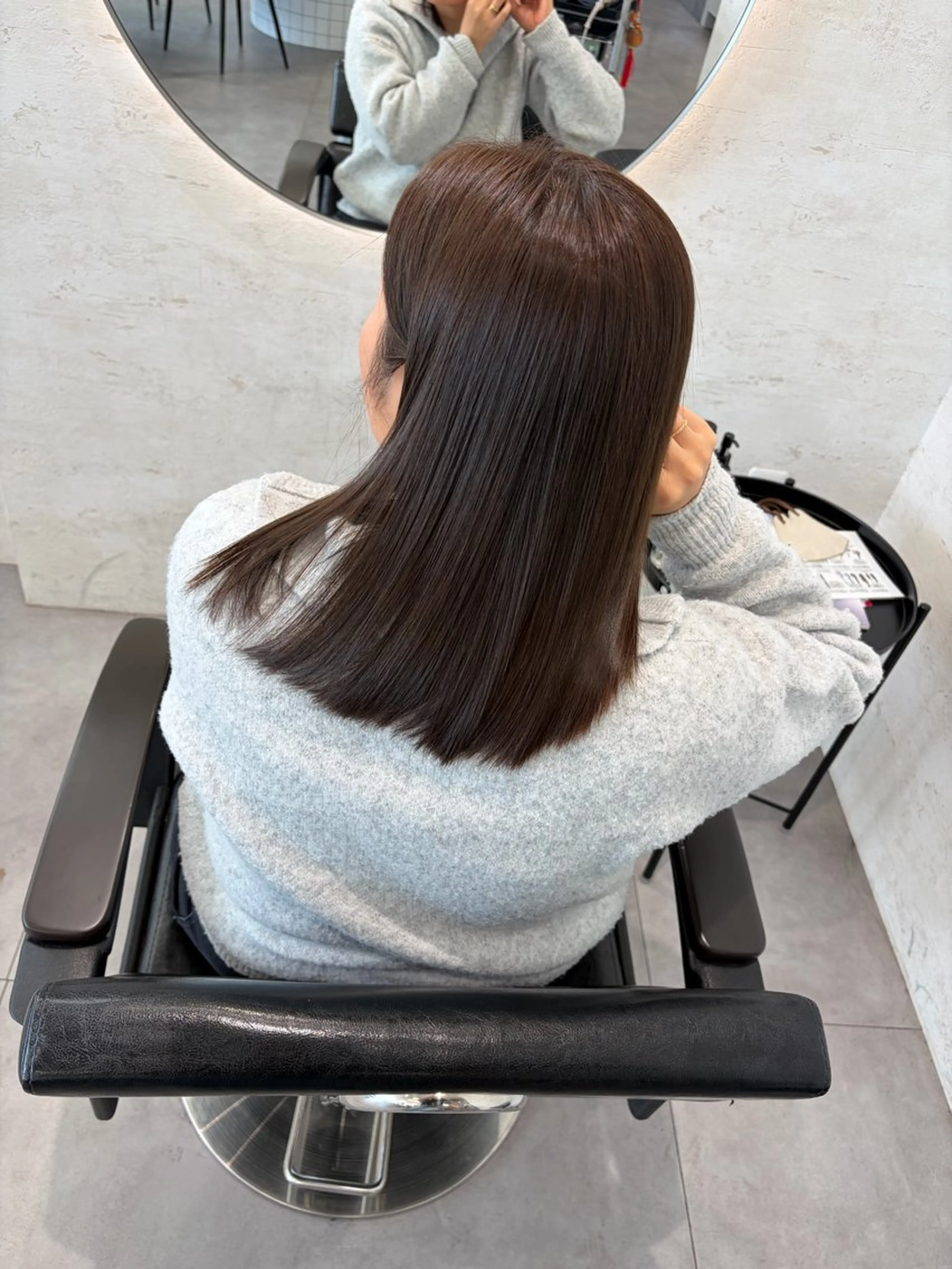 ミディアム カット ヘアカラー トリートメント 柴田樹/大人可愛い 艶髪カラー/髪質改善のヘアスタイル